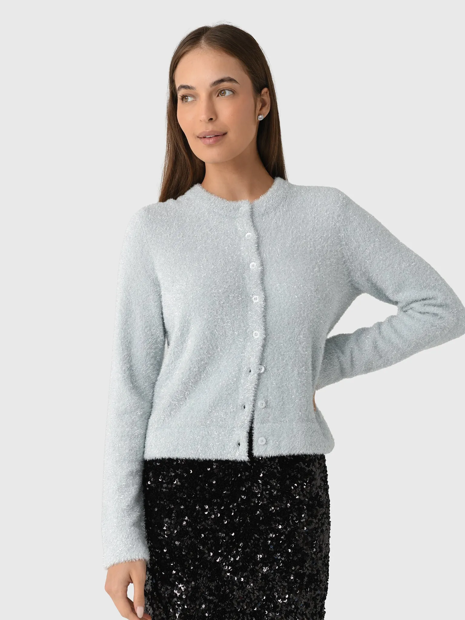 Vince Women's Metallic Eyelash Cardigan sold by Saint Bernard