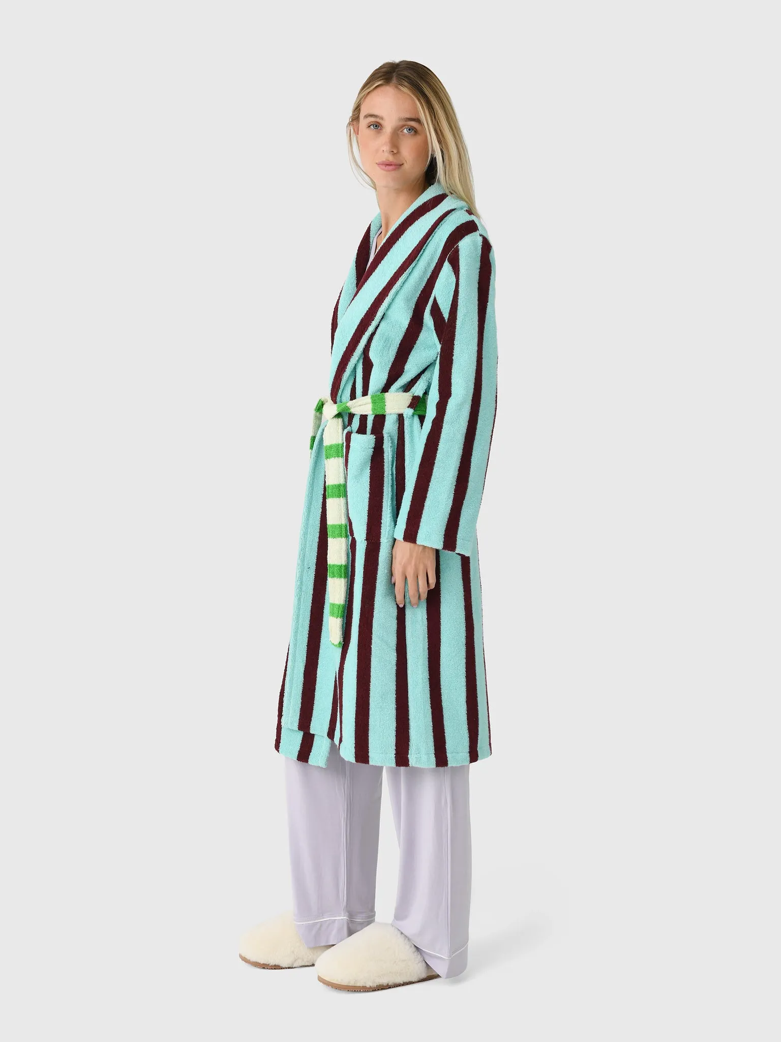 Dusen Dusen Women's Willow Stripe Bathrobe sold by Saint Bernard product image thumbnail 2