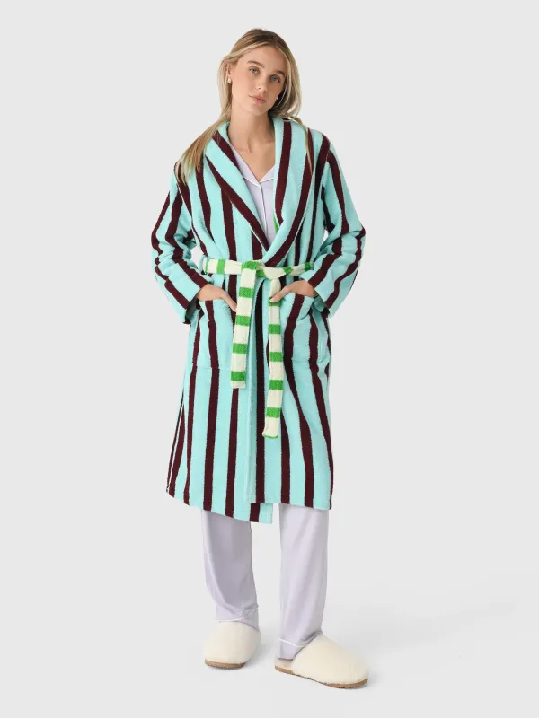Dusen Dusen Women's Willow Stripe Bathrobe made by Saint Bernard