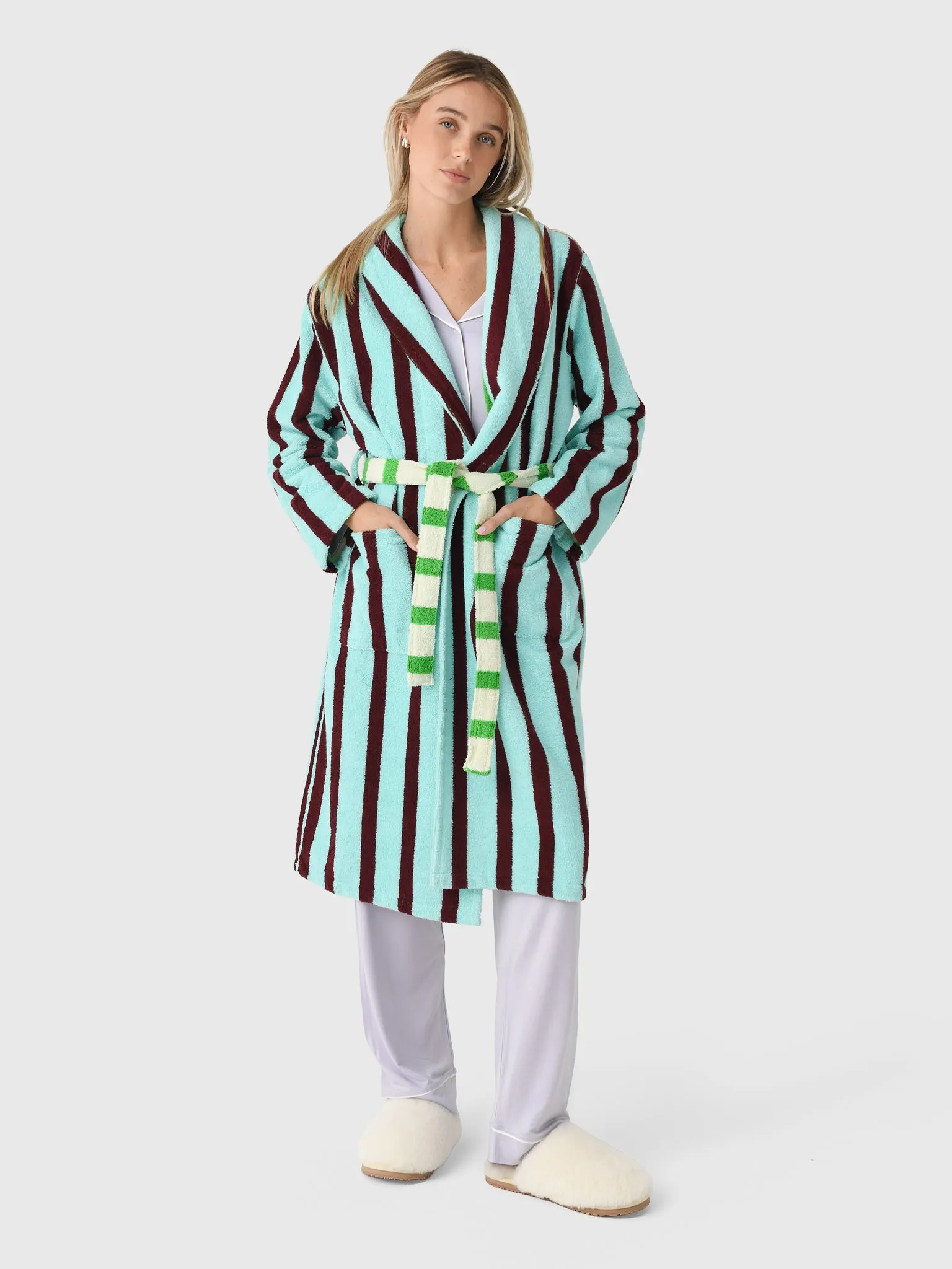Dusen Dusen Women's Willow Stripe Bathrobe sold by Saint Bernard