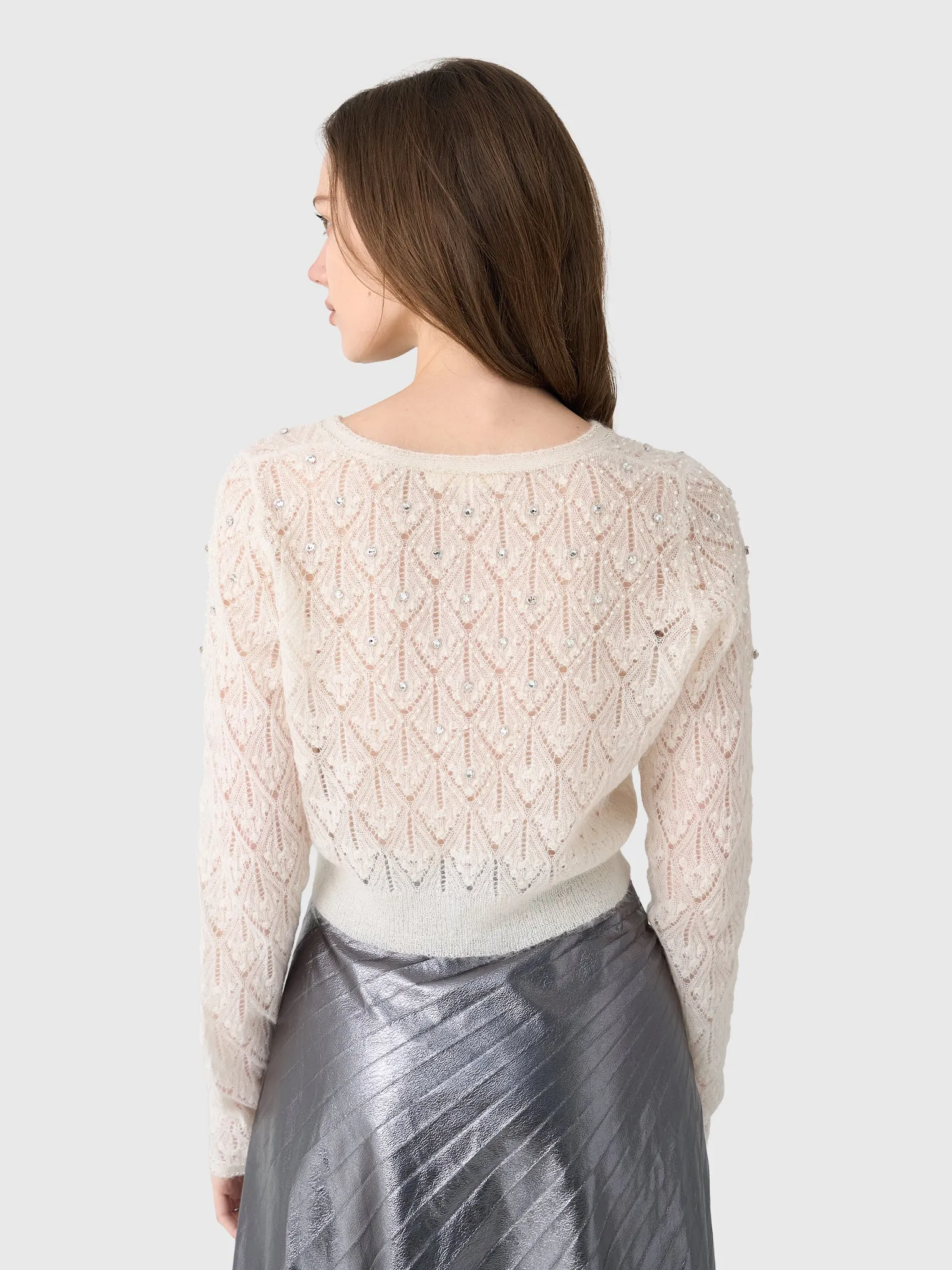 LoveShackFancy Women's Calico Embellished Pointelle Cardigan sold by Saint Bernard product image thumbnail 3