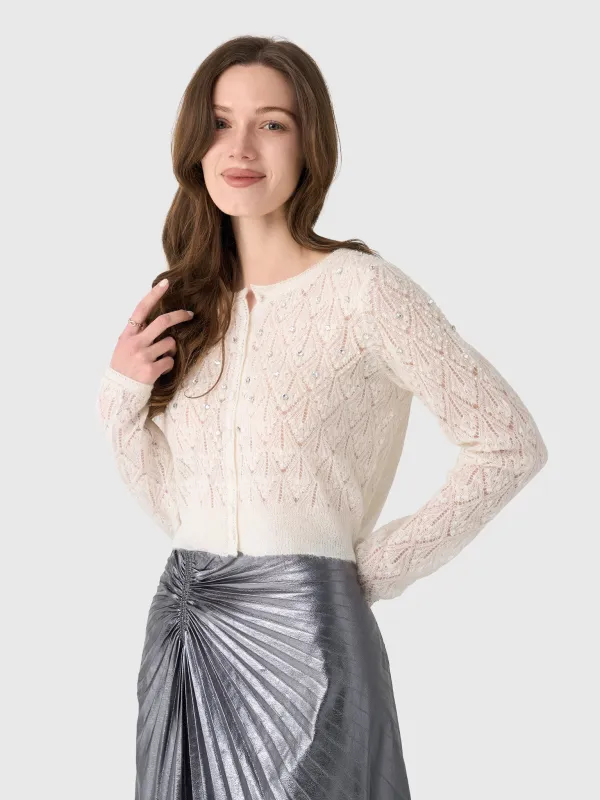 LoveShackFancy Women's Calico Embellished Pointelle Cardigan sold by Saint Bernard