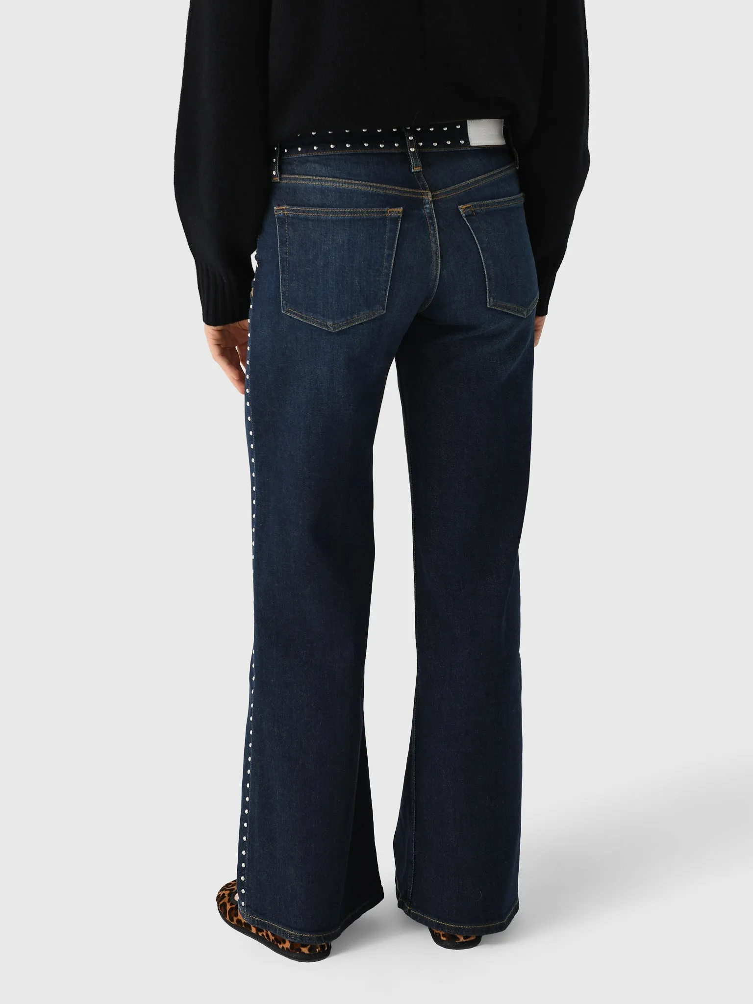 Re/Done Women's Studded Mid Rise Wide Leg Jean sold by Saint Bernard product image thumbnail 3