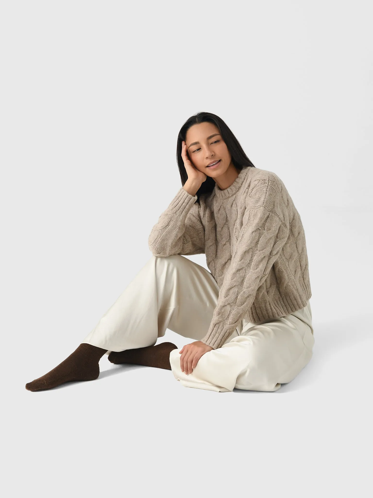 Jenni Kayne Women's Serena Crewneck Cable Sweater sold by Saint Bernard product image thumbnail 5