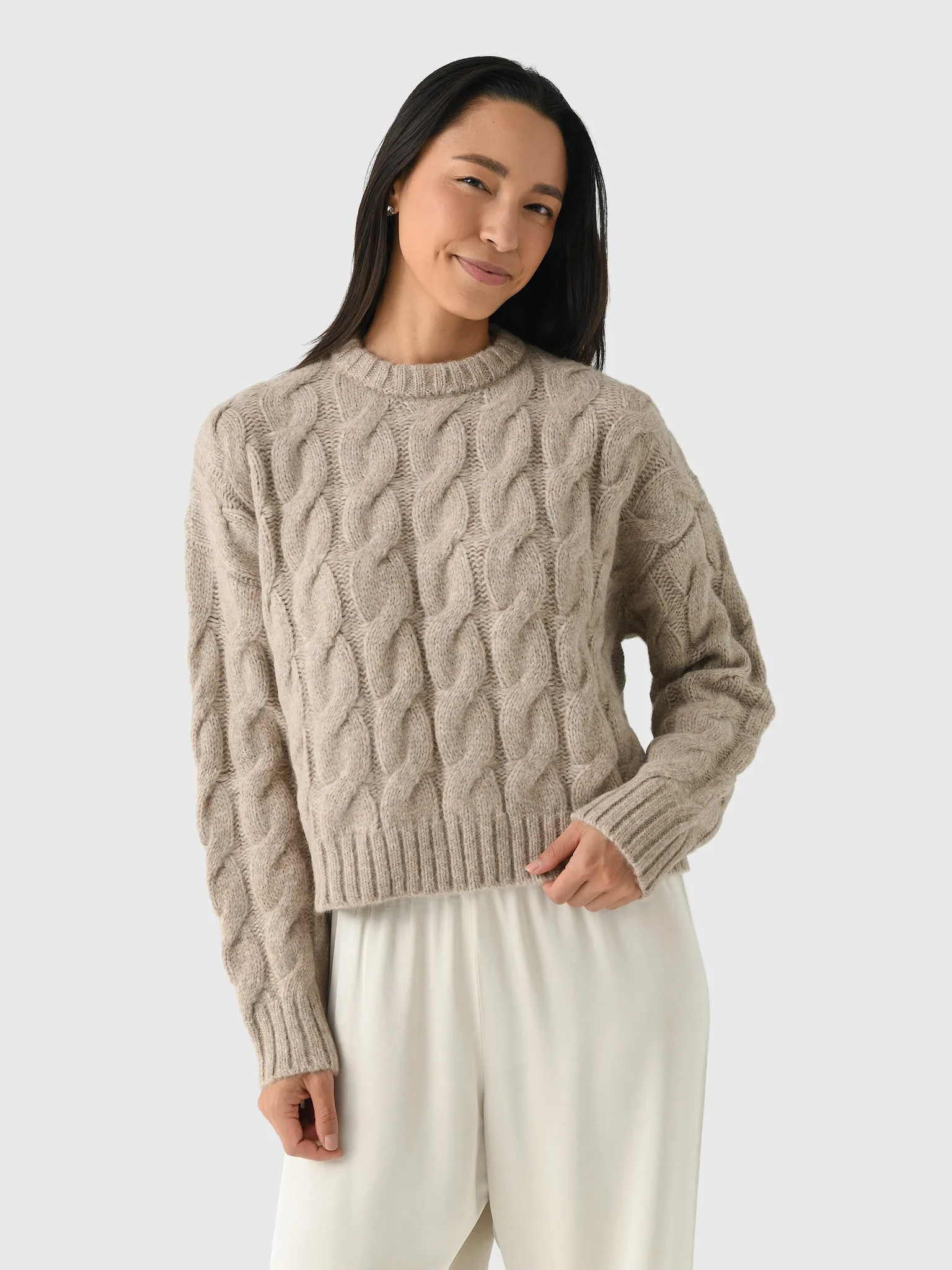 Jenni Kayne Women's Serena Crewneck Cable Sweater sold by Saint Bernard