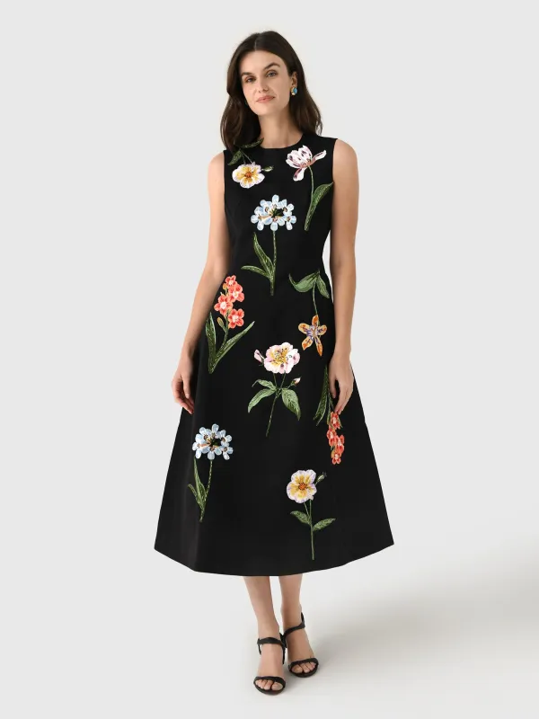 Leo Lin Women's Cleo Embroidered Midi Dress sold by Saint Bernard