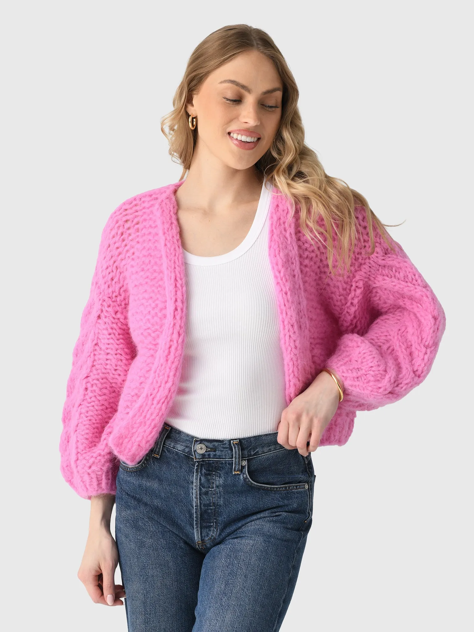 Maiami Women's Alpaca Cable Bomber Cardigan sold by Saint Bernard