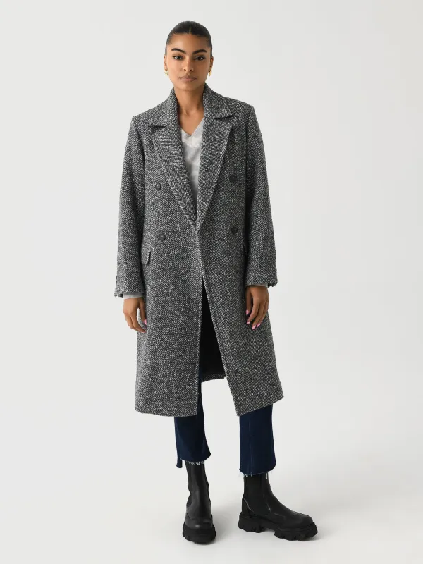 Vince Women's Italian Herringbone Wool-Blend Double-Breasted Coat made by Vince