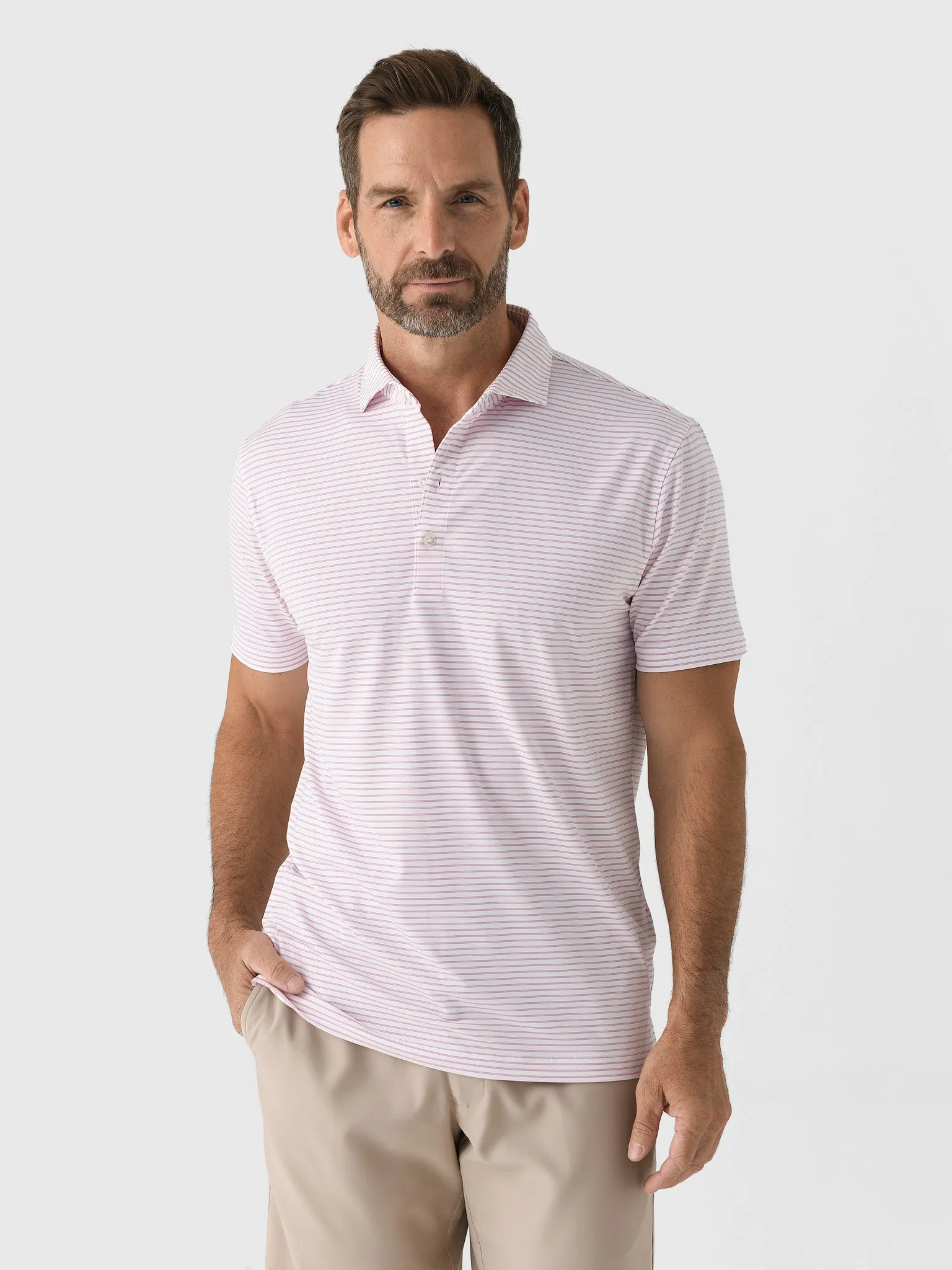 Johnnie-O Men's Michael Striped Jersey Performance Polo sold by Saint Bernard