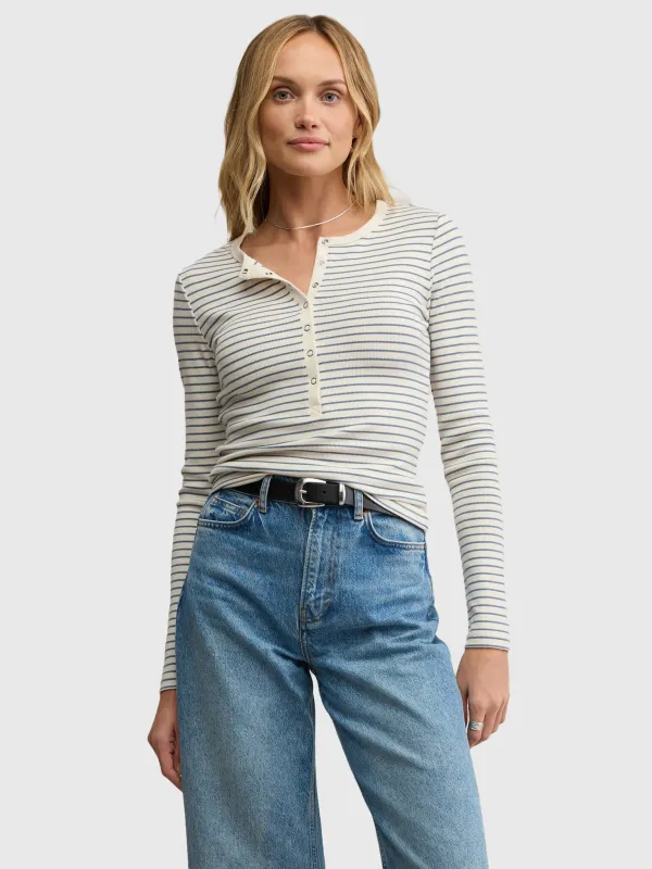 Z Supply Women's Stella Stripe Henley sold by Saint Bernard