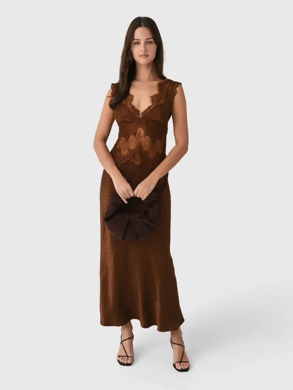 Third Form Women's Visions Lace Deep V Maxi Dress sold by Saint Bernard