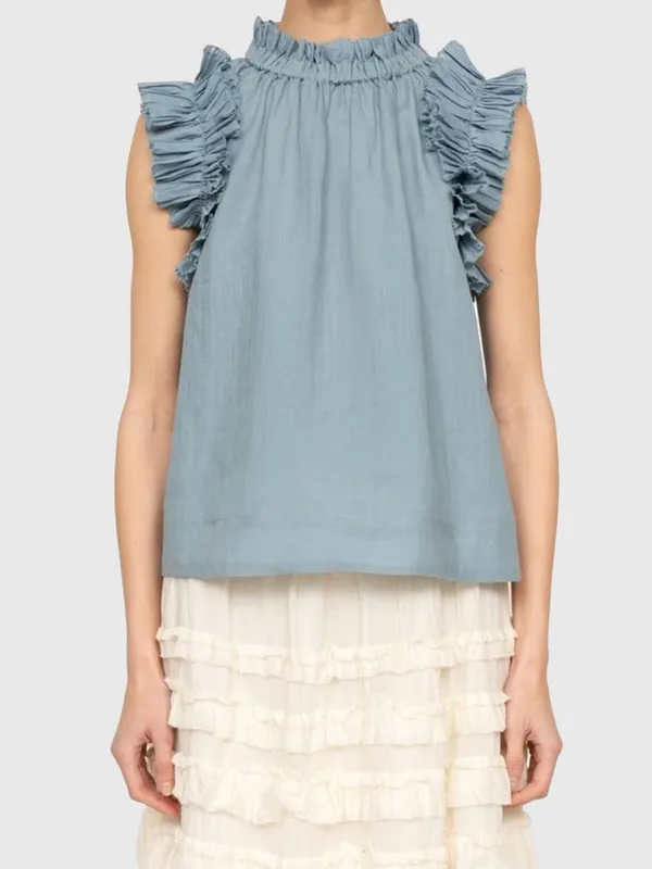 SEA Women's Anise Flutter Sleeve Top made by Sea