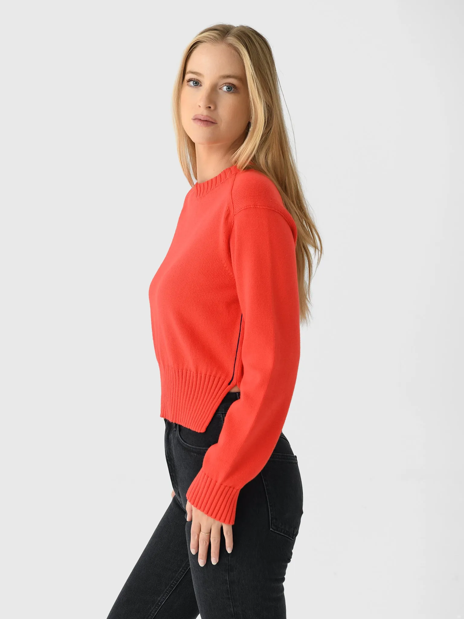 White + Warren Women's Soft Cotton Rib Trim Sweatshirt sold by Saint Bernard product image thumbnail 3