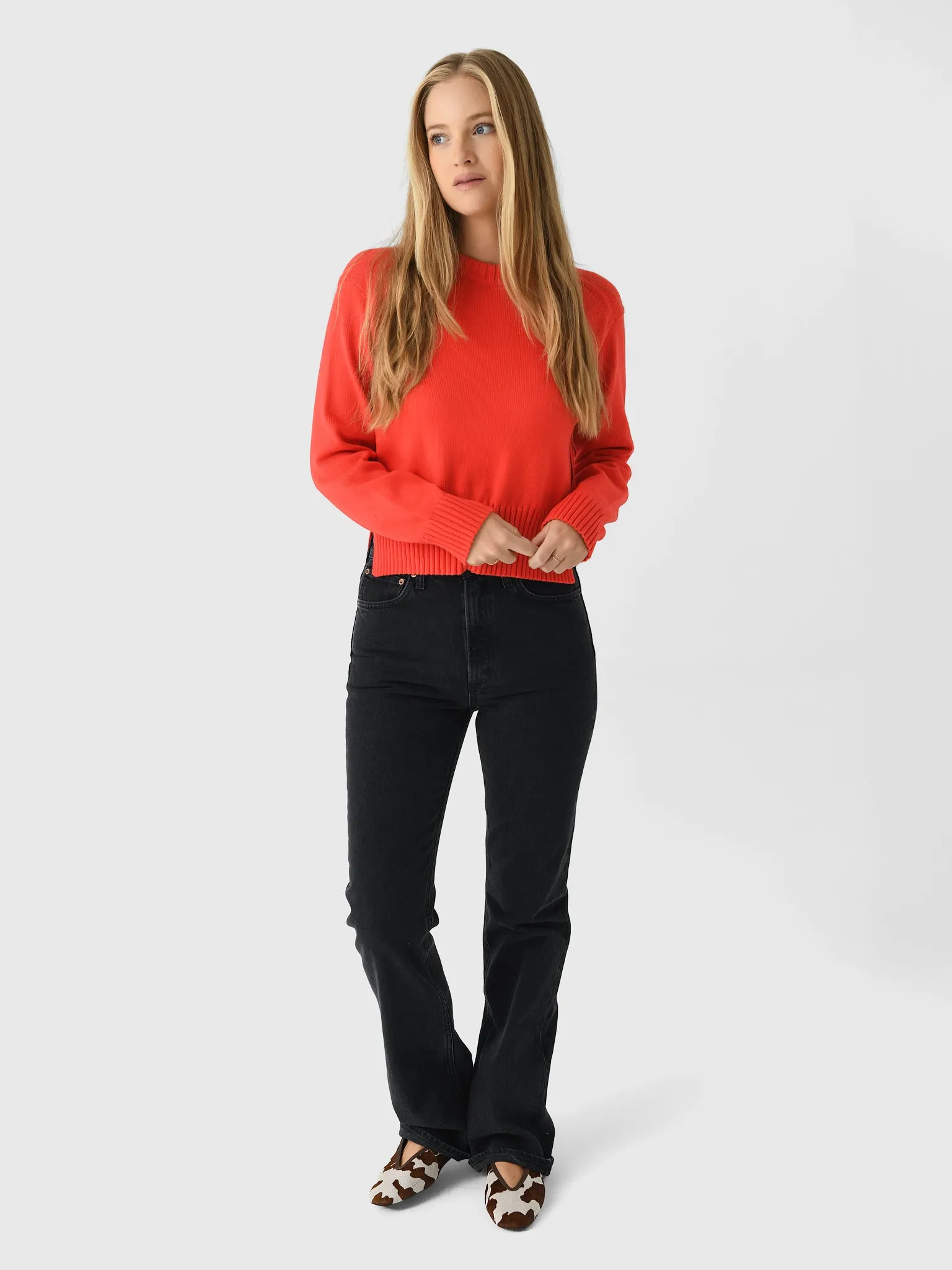 White + Warren Women's Soft Cotton Rib Trim Sweatshirt sold by Saint Bernard product image thumbnail 2