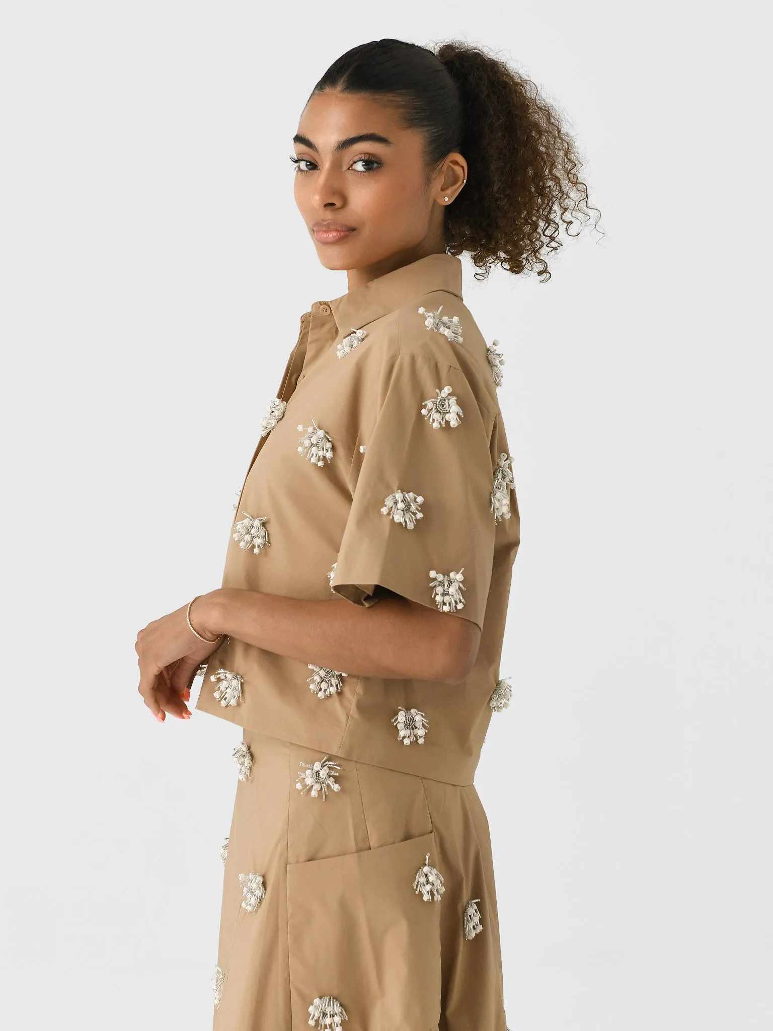 Simkhai Women's Cosmo Embellished Camp Shirt sold by Saint Bernard product image thumbnail 3