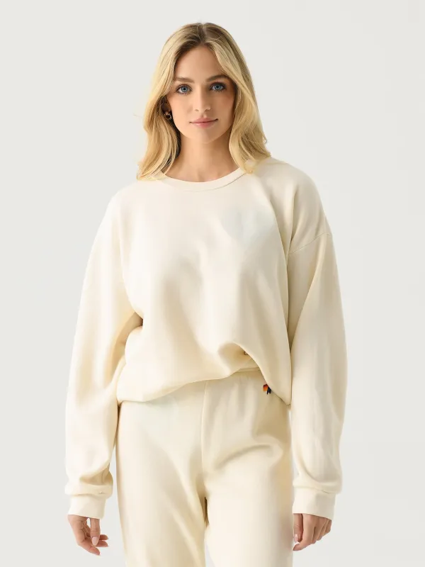 Aviator Nation Women's Glitter Heart Relaxed Crew Sweatshirt made by Aviator Nation