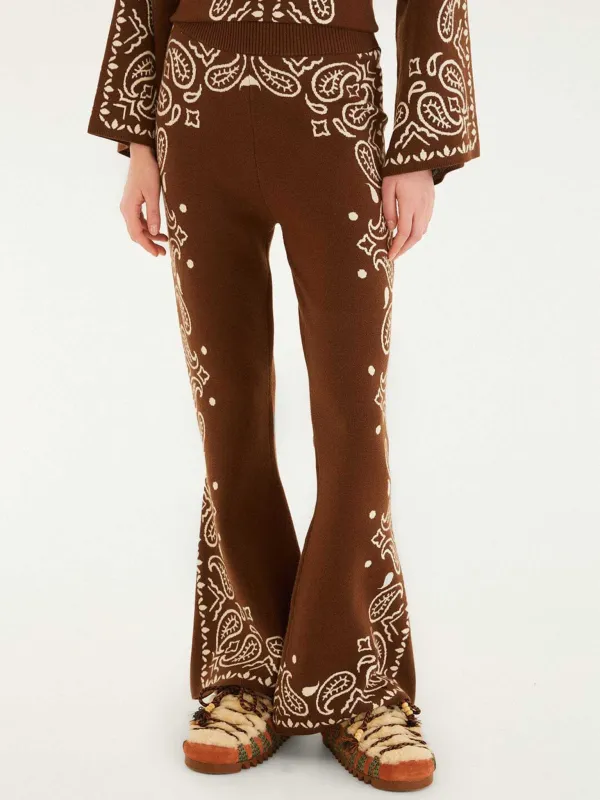 Farm Rio Women's Bohemian Paisley Flare Knit Pant made by FARM Rio