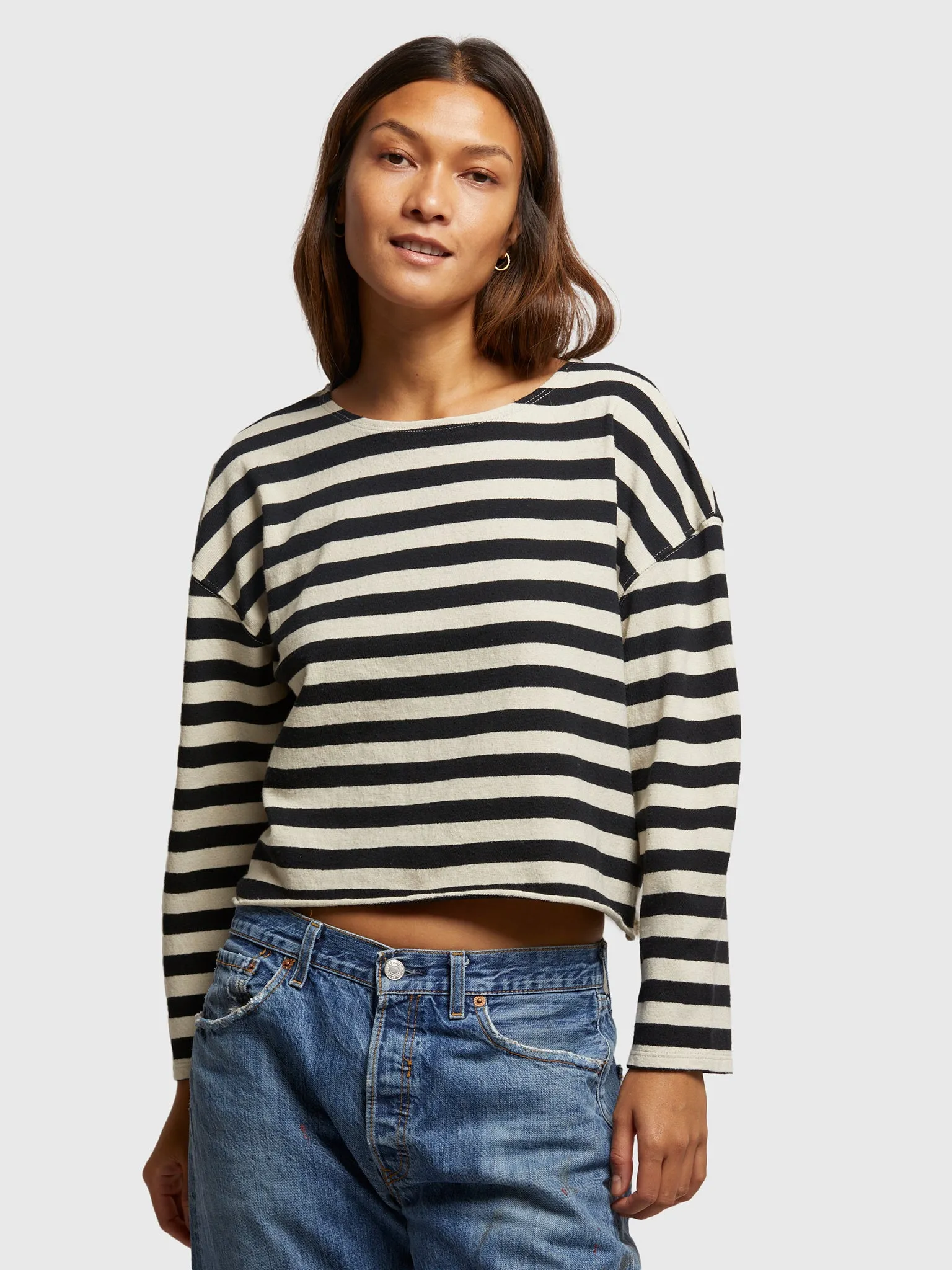 Perfect White Tee Women's Taylor Striped Long Sleeve Tee sold by Saint Bernard