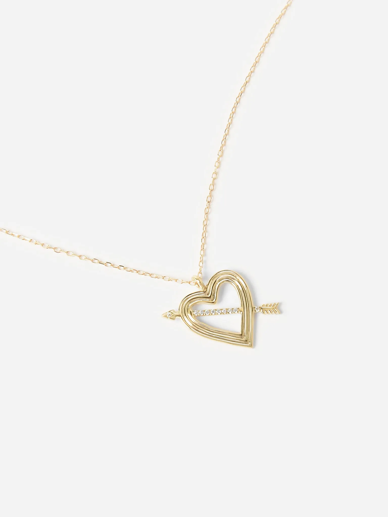 Adina Reyter Pavé Open Heart Arrow Necklace sold by Saint Bernard