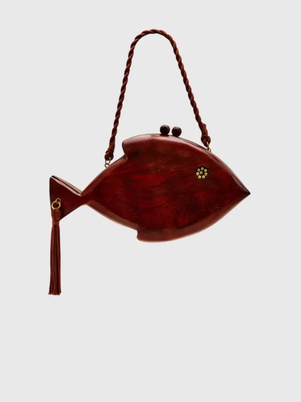 Simon Miller Carved Wooden Fish Clutch made by Simon Miller