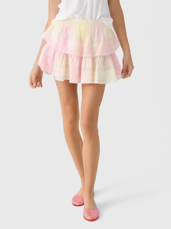 LoveShackFancy Women's Ruffle Mini Tie-Dye Skirt made by LoveShackFancy