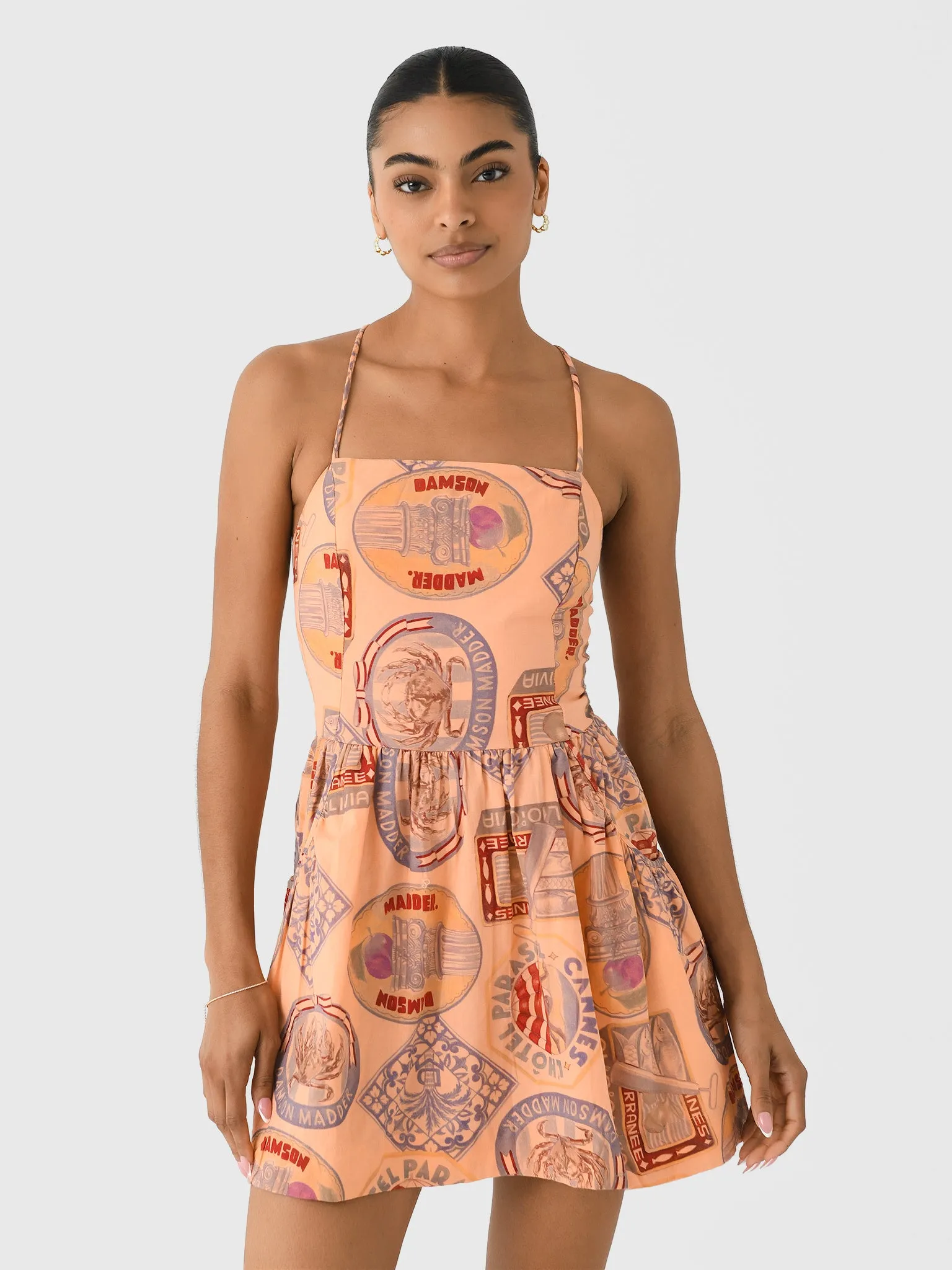 Damson Madder Women's Peaches Mini Apron Dress sold by Saint Bernard