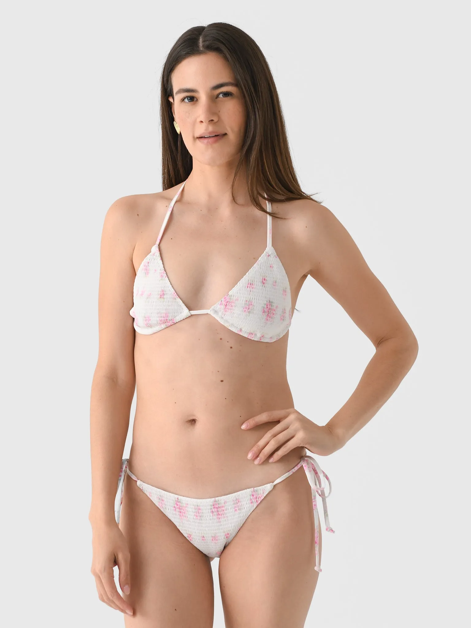 LoveShackFancy Women's Saoirse Floral Smocked Triangle Bikini Set sold by Saint Bernard