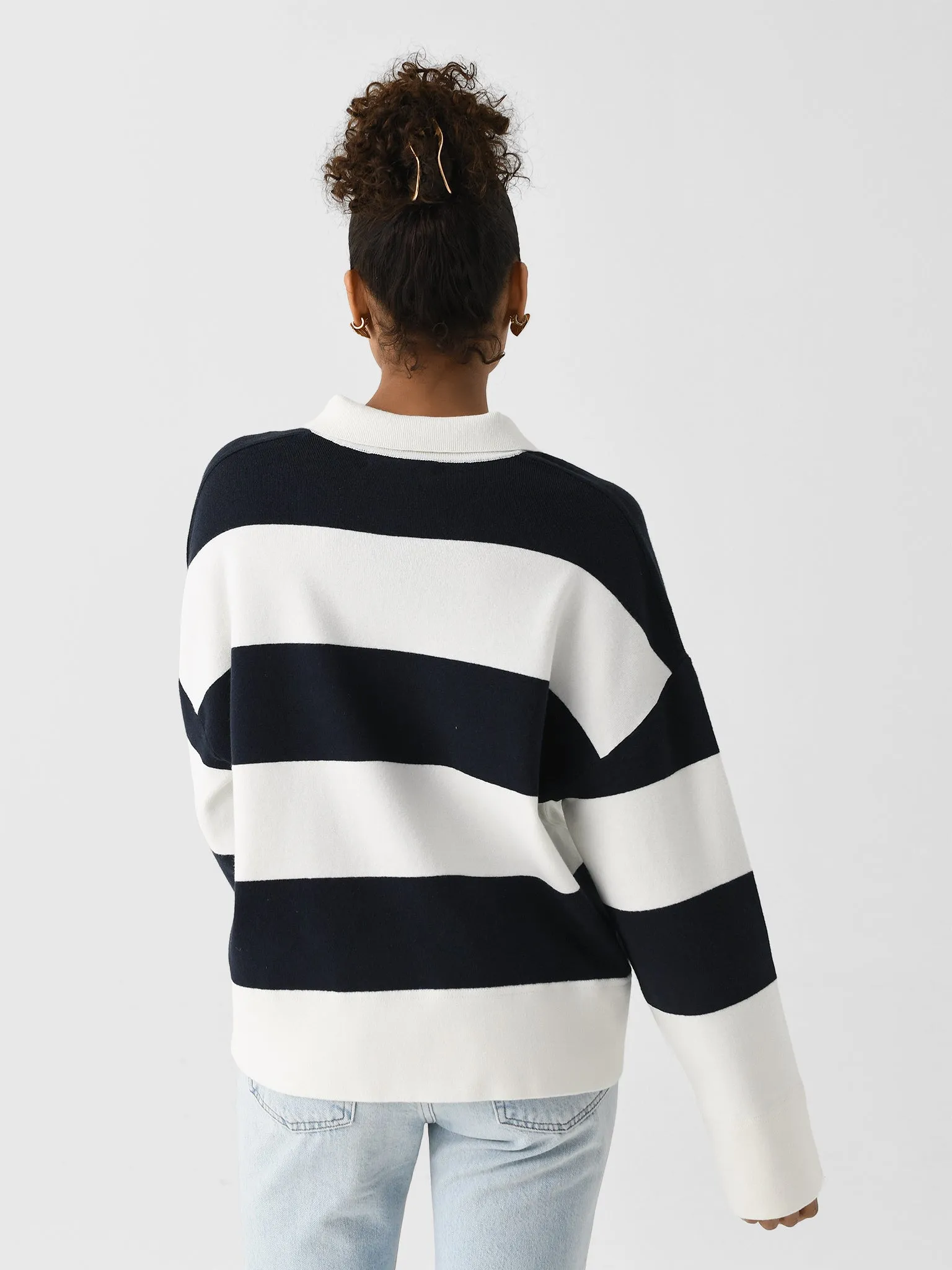 White + Warren Women's Fine Cotton Blend Rugby Polo Sweater sold by Saint Bernard product image thumbnail 4