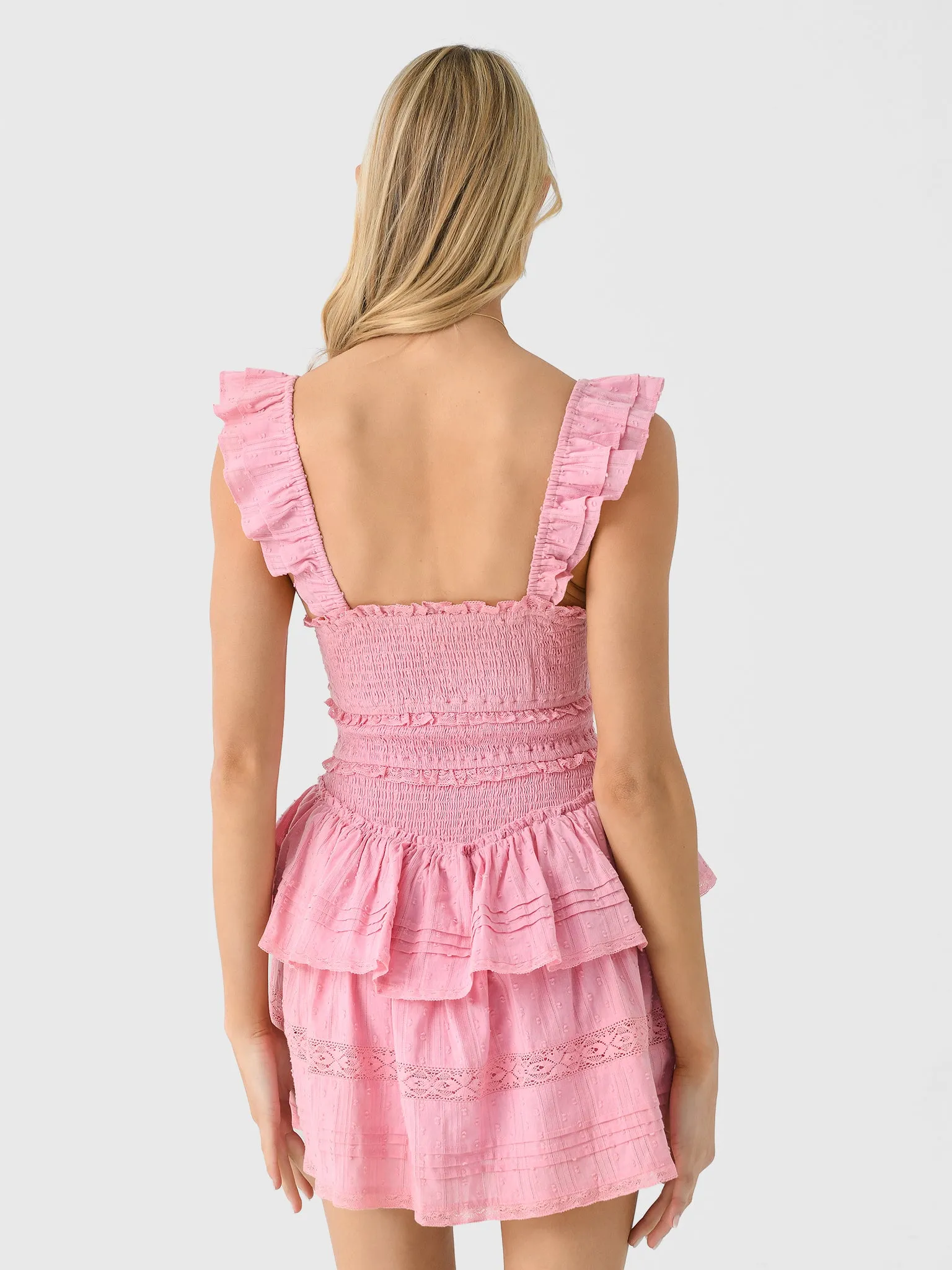 LoveShackFancy Women's Lovine Cotton Smocked Mini Dress sold by Saint Bernard product image thumbnail 4