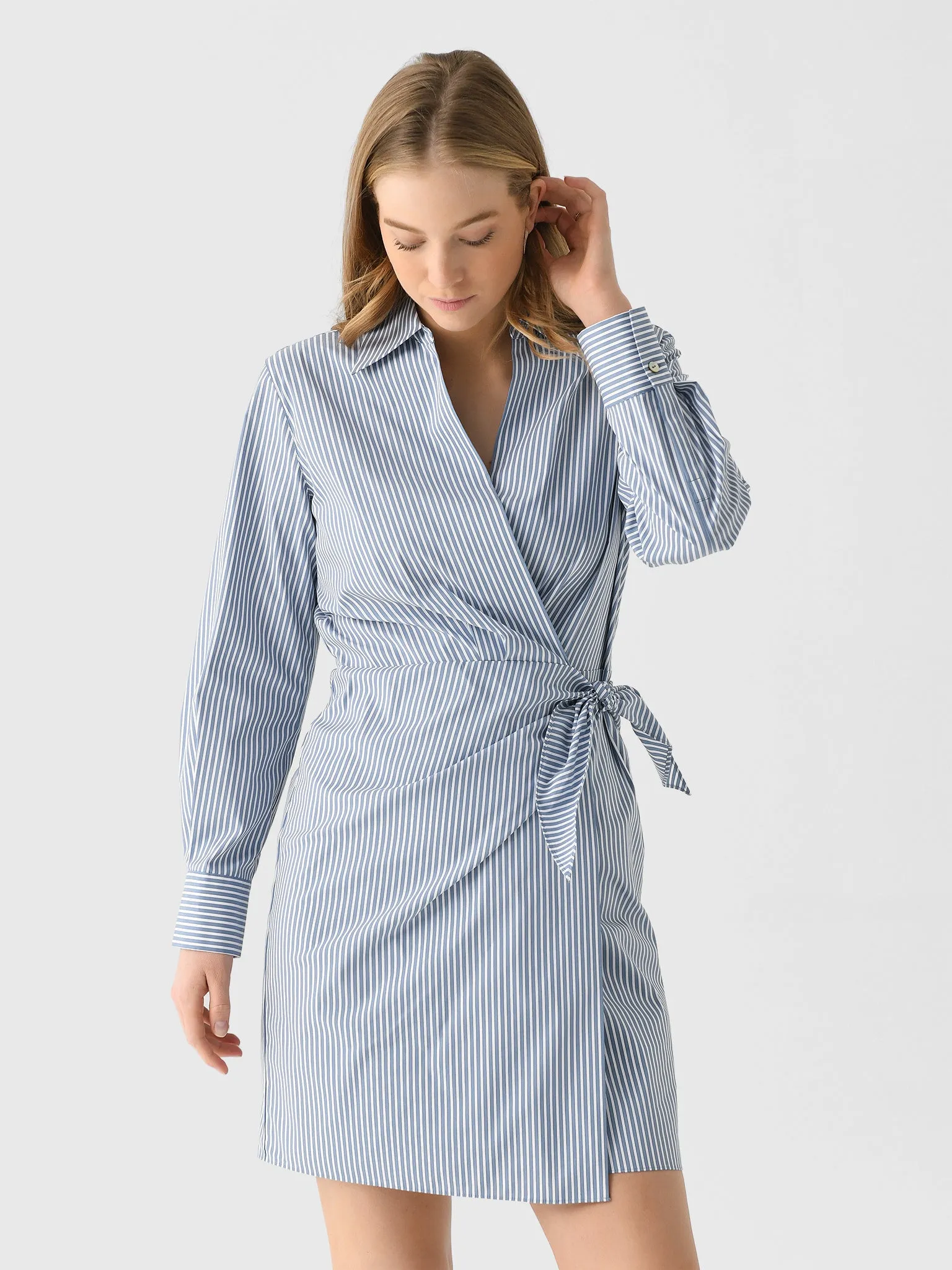 Vince Women's Furrow Stripe Cotton-Blend Wrap Dress sold by Saint Bernard