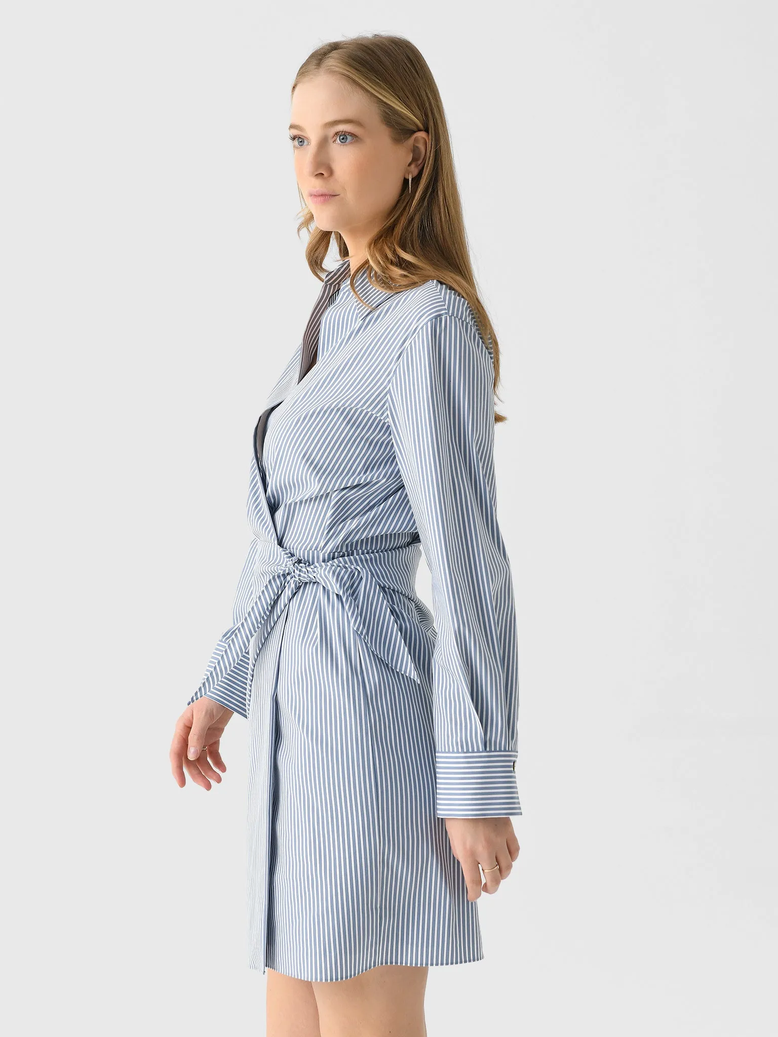 Vince Women's Furrow Stripe Cotton-Blend Wrap Dress sold by Saint Bernard product image thumbnail 3