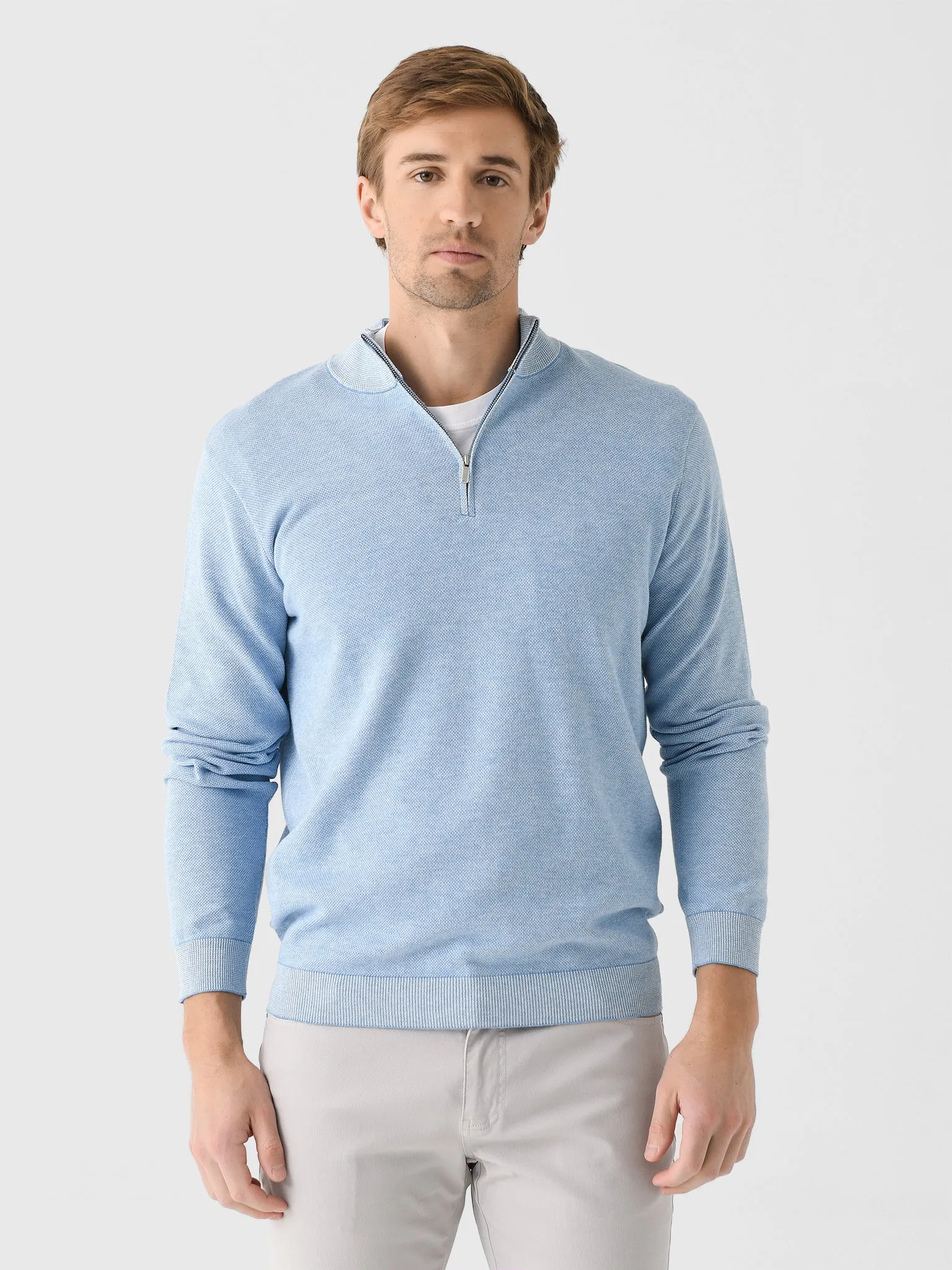 Peter Millar Crown Men's Coolspun Birdseye Quarter-Zip Sweater sold by Saint Bernard