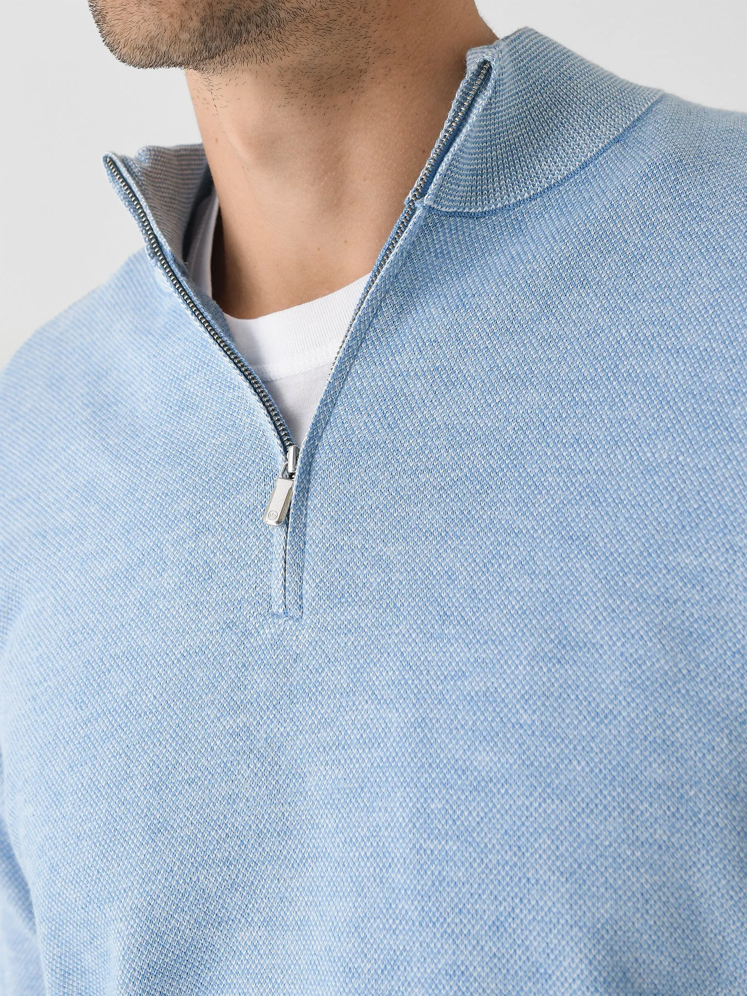 Peter Millar Crown Men's Coolspun Birdseye Quarter-Zip Sweater sold by Saint Bernard product image thumbnail 5