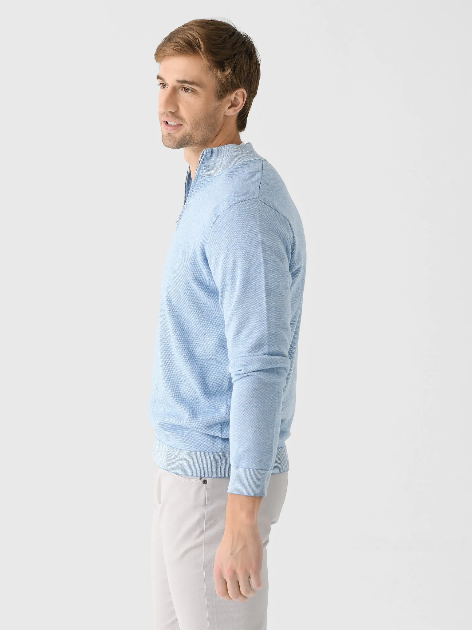 Peter Millar Crown Men's Coolspun Birdseye Quarter-Zip Sweater sold by Saint Bernard product image thumbnail 3