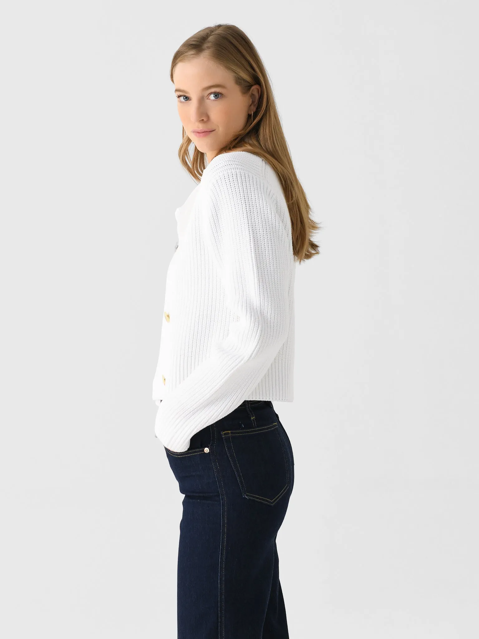 Vince Women's Cotton-Blend Double-Breasted Sweater Jacket sold by Saint Bernard product image thumbnail 4