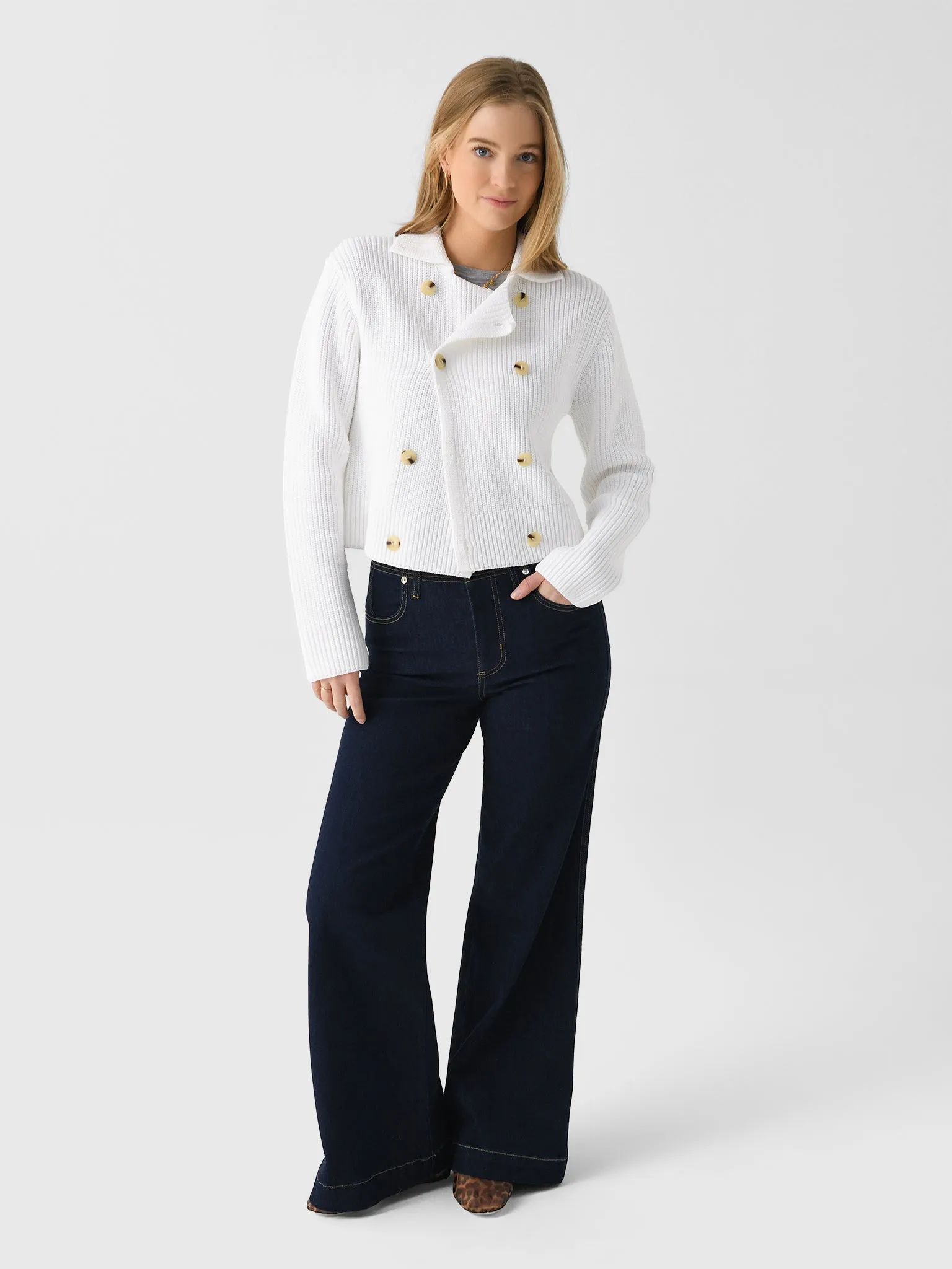 Vince Women's Cotton-Blend Double-Breasted Sweater Jacket sold by Saint Bernard product image thumbnail 3