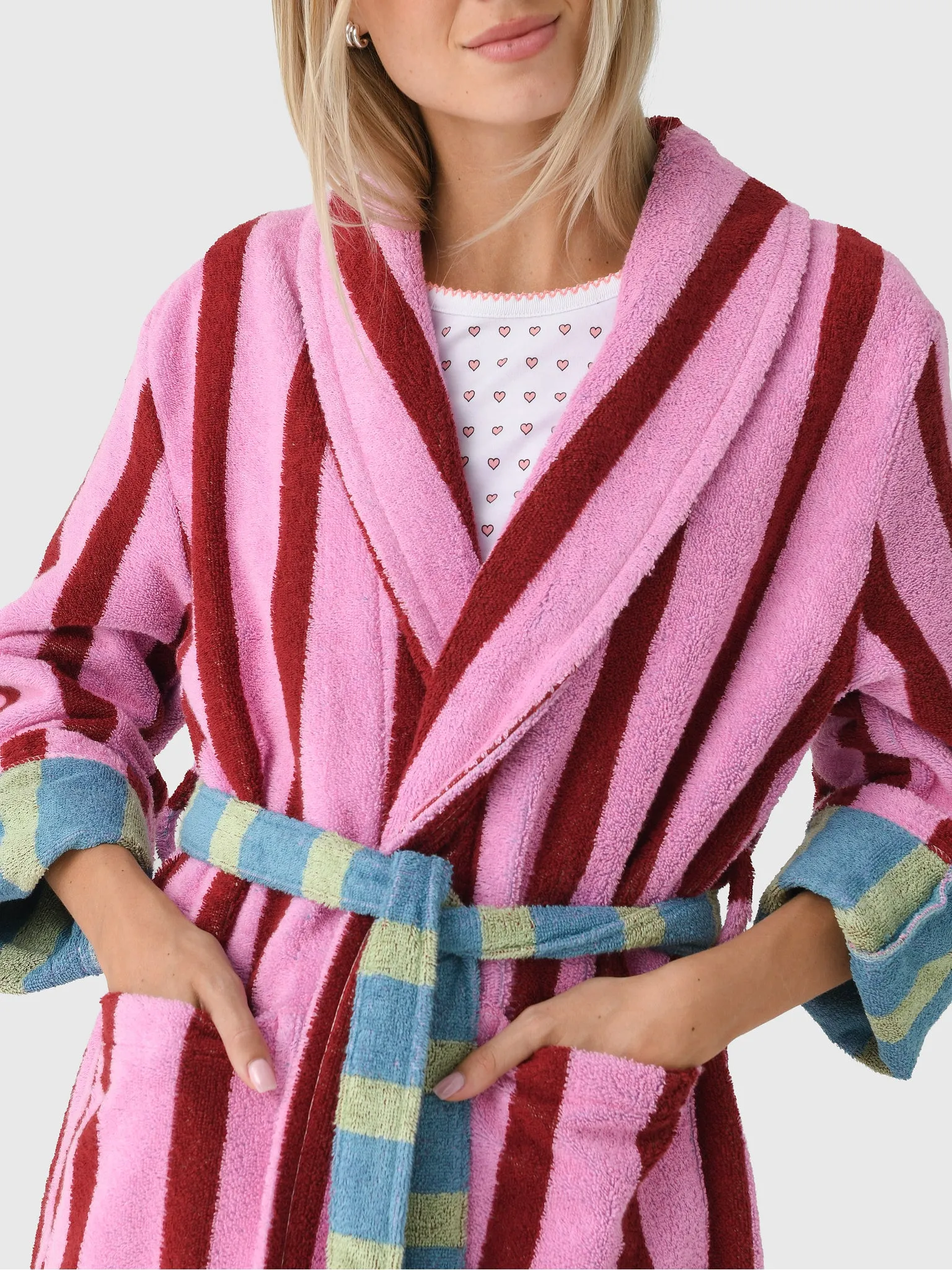 Dusen Dusen Women's Magnolia Stripe Bathrobe sold by Saint Bernard product image thumbnail 5