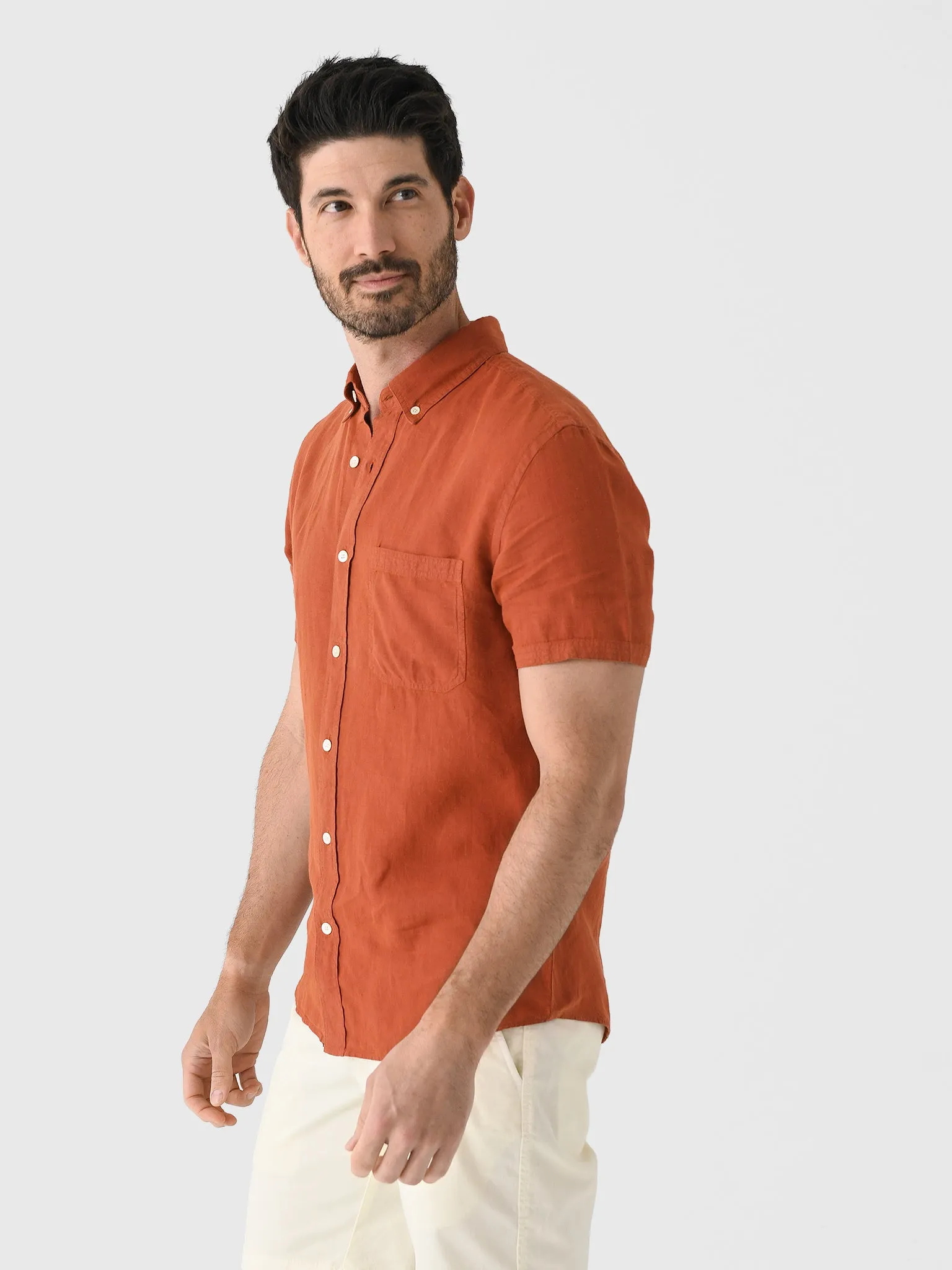Billy Reid Men's Short Sleeve Tuscumbia Linen Shirt sold by Saint Bernard product image thumbnail 3