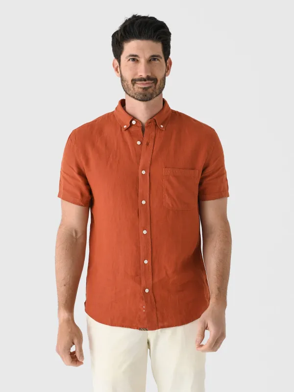 Billy Reid Men's Short Sleeve Tuscumbia Linen Shirt sold by Saint Bernard