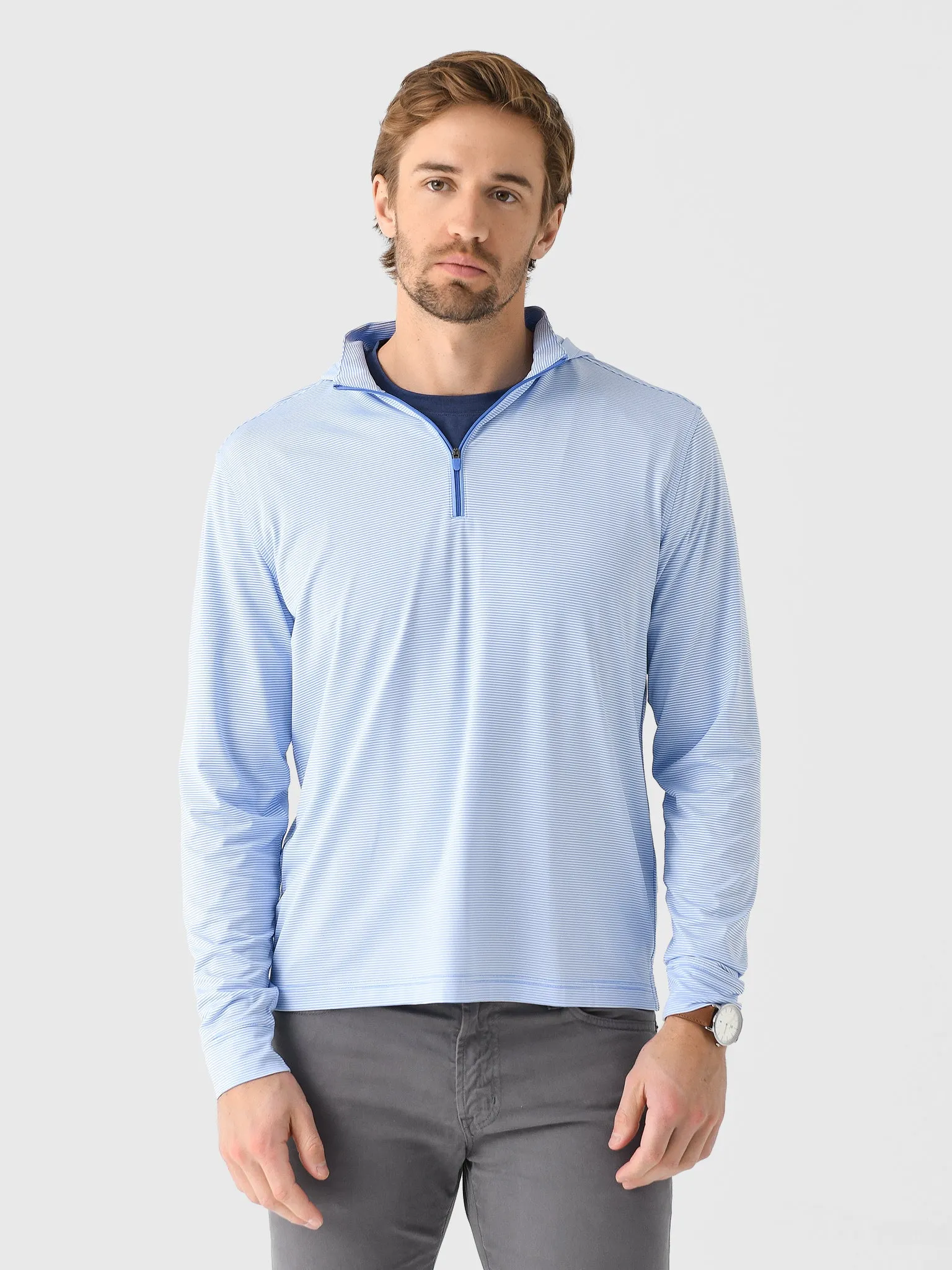 Johnnie-O Men's Hybrid Performance Quarter-Zip Hoodie sold by Saint Bernard