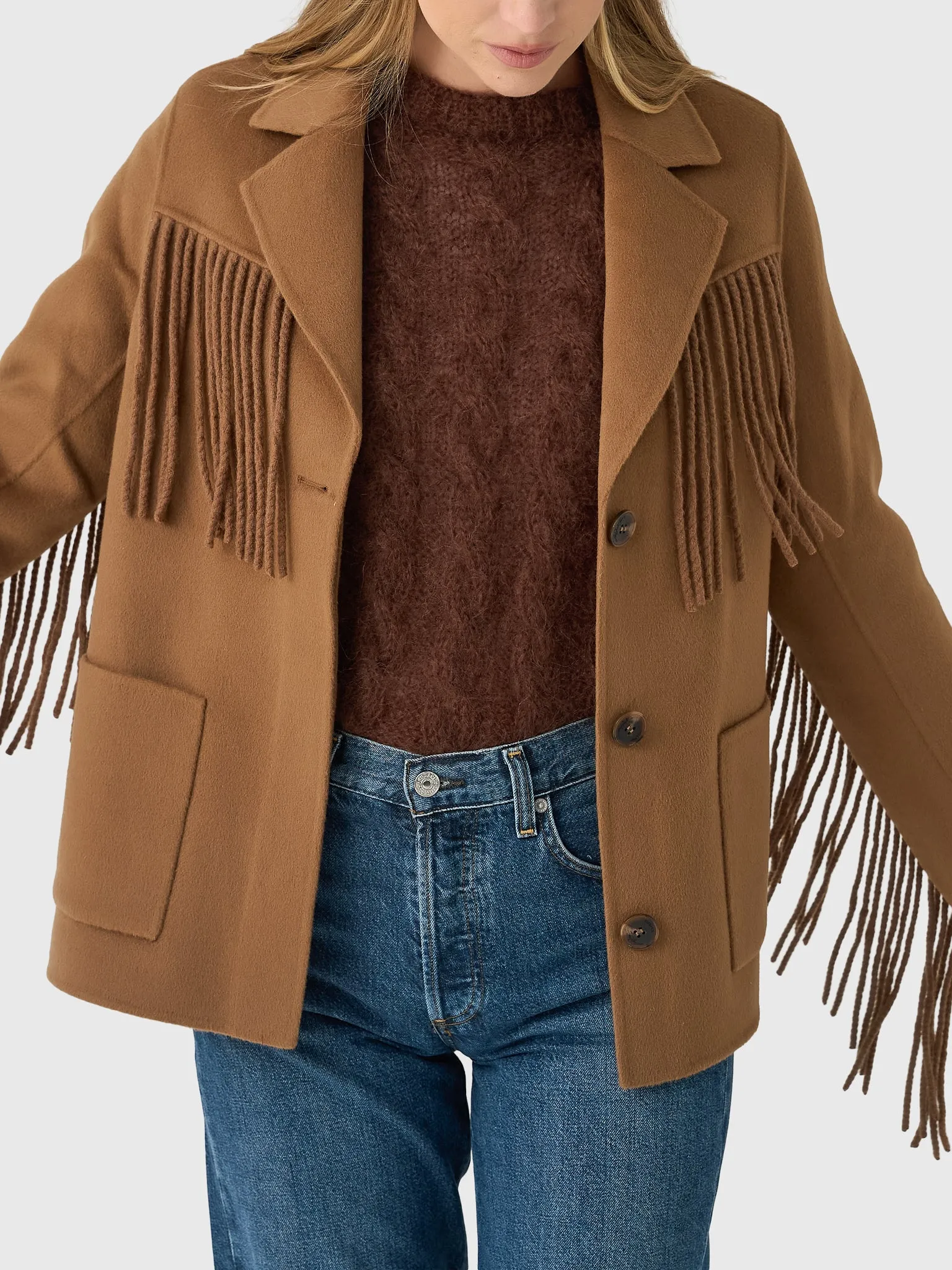 LoveShackFancy Women's Maebella Wool Fringe Jacket sold by Saint Bernard product image thumbnail 4