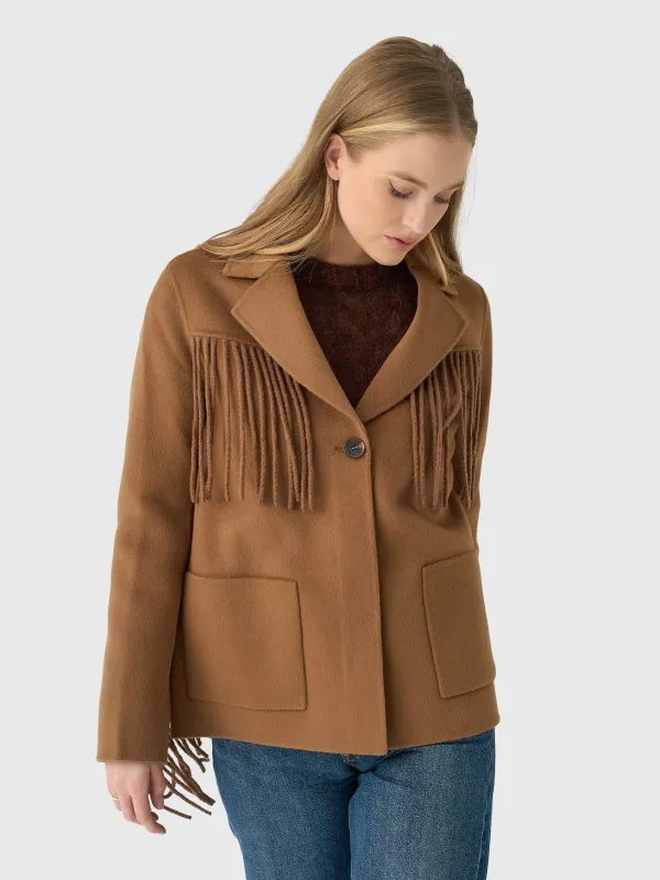 LoveShackFancy Women's Maebella Wool Fringe Jacket made by LoveShackFancy