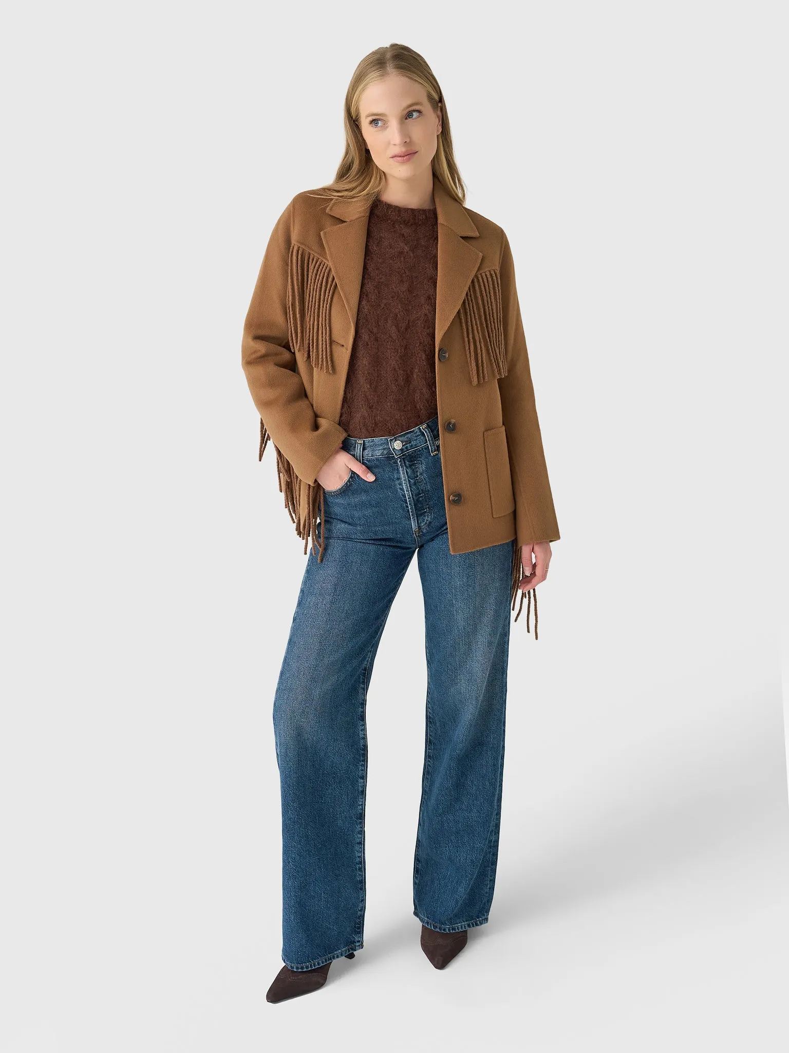 LoveShackFancy Women's Maebella Wool Fringe Jacket sold by Saint Bernard product image thumbnail 2