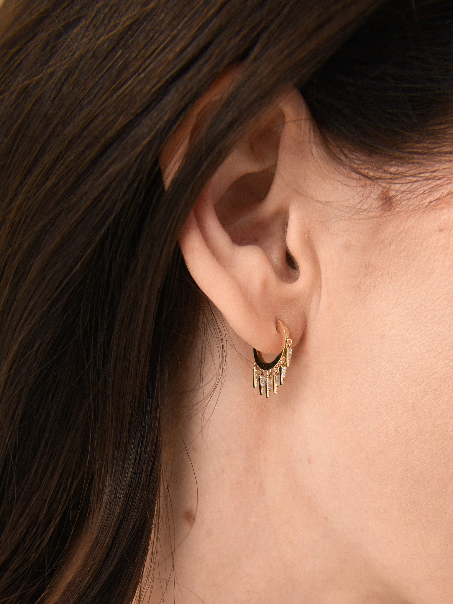 Sydney Evan Diamond Small Fringe Huggie Hoop Earrings sold by Saint Bernard product image thumbnail 2