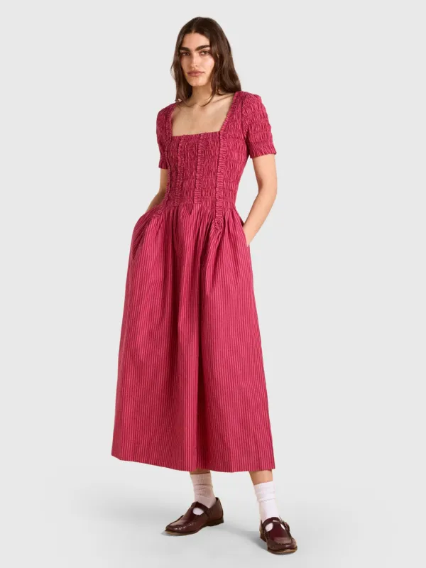 Damson Madder Women's Raphaela Ruffle Midi Dress sold by Saint Bernard