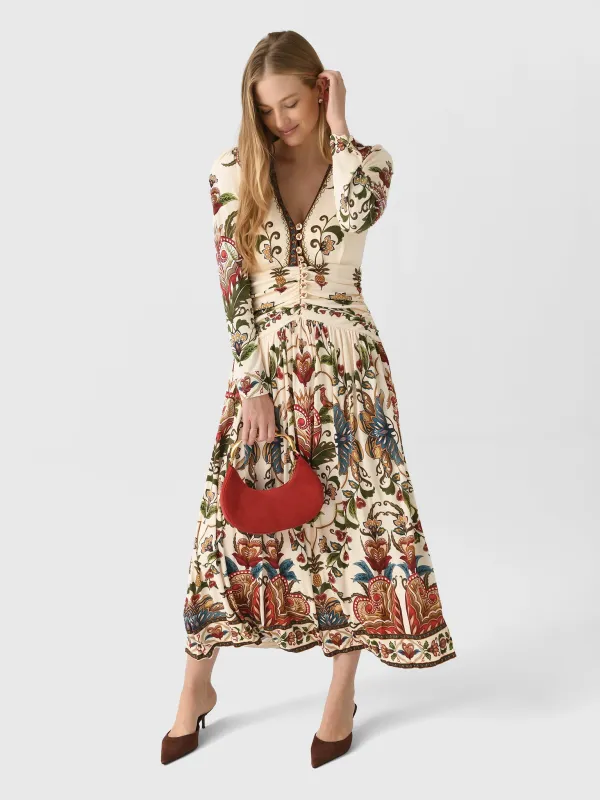 Farm Rio Women's Majestic Hearts Long Sleeve Midi Dress sold by Saint Bernard