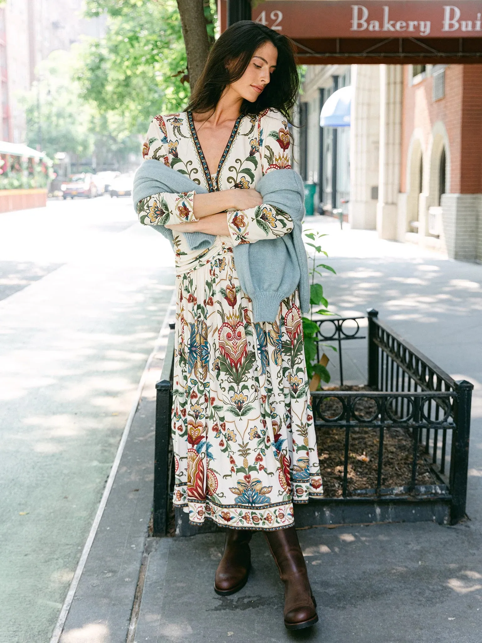 Farm Rio Women's Majestic Hearts Long Sleeve Midi Dress sold by Saint Bernard product image thumbnail 2