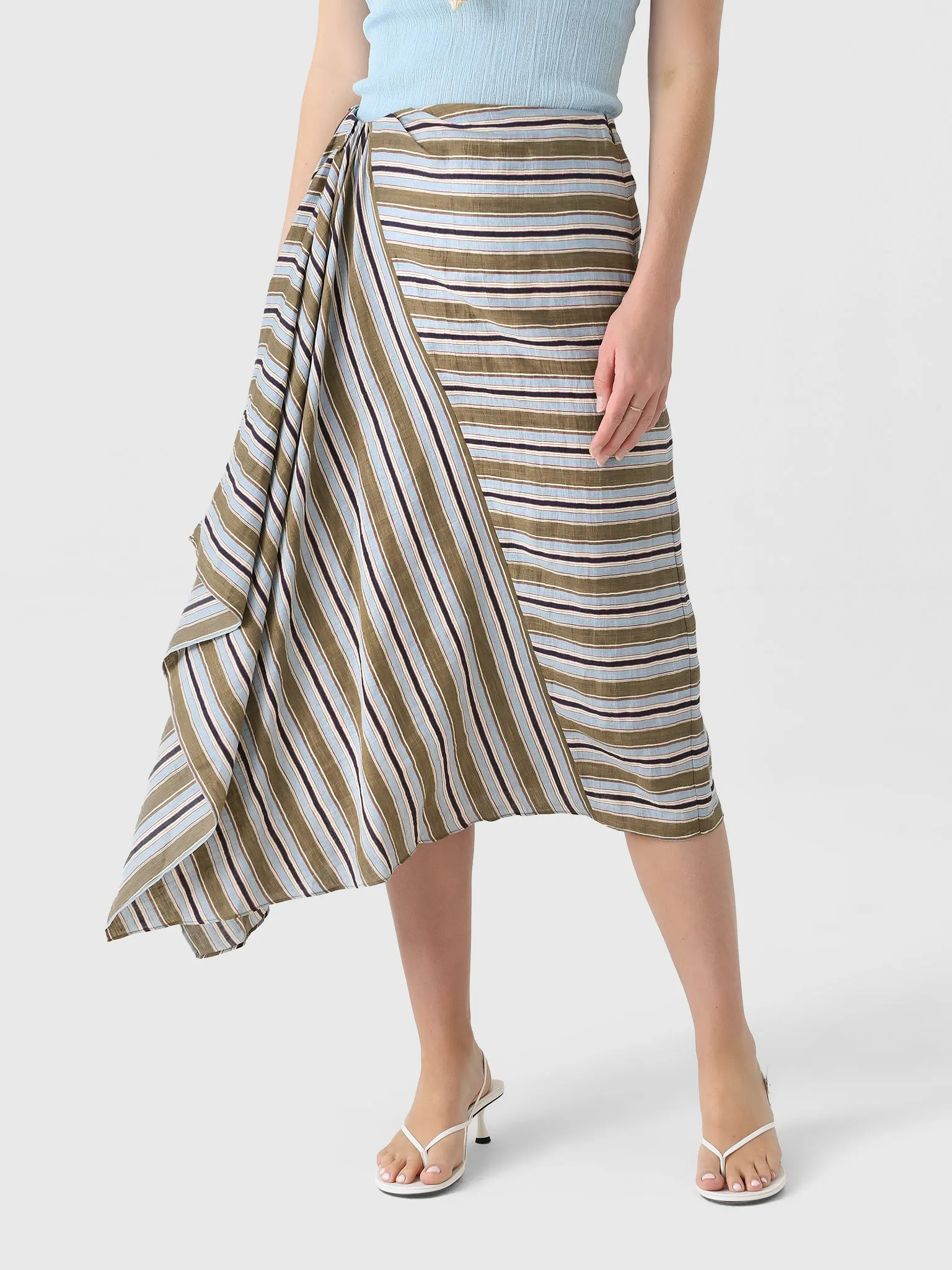 ALC Women's Lota Striped Linen Midi Skirt sold by Saint Bernard