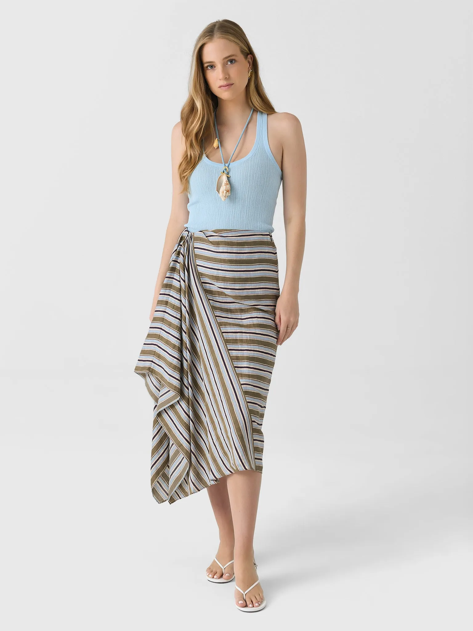 ALC Women's Lota Striped Linen Midi Skirt sold by Saint Bernard product image thumbnail 2