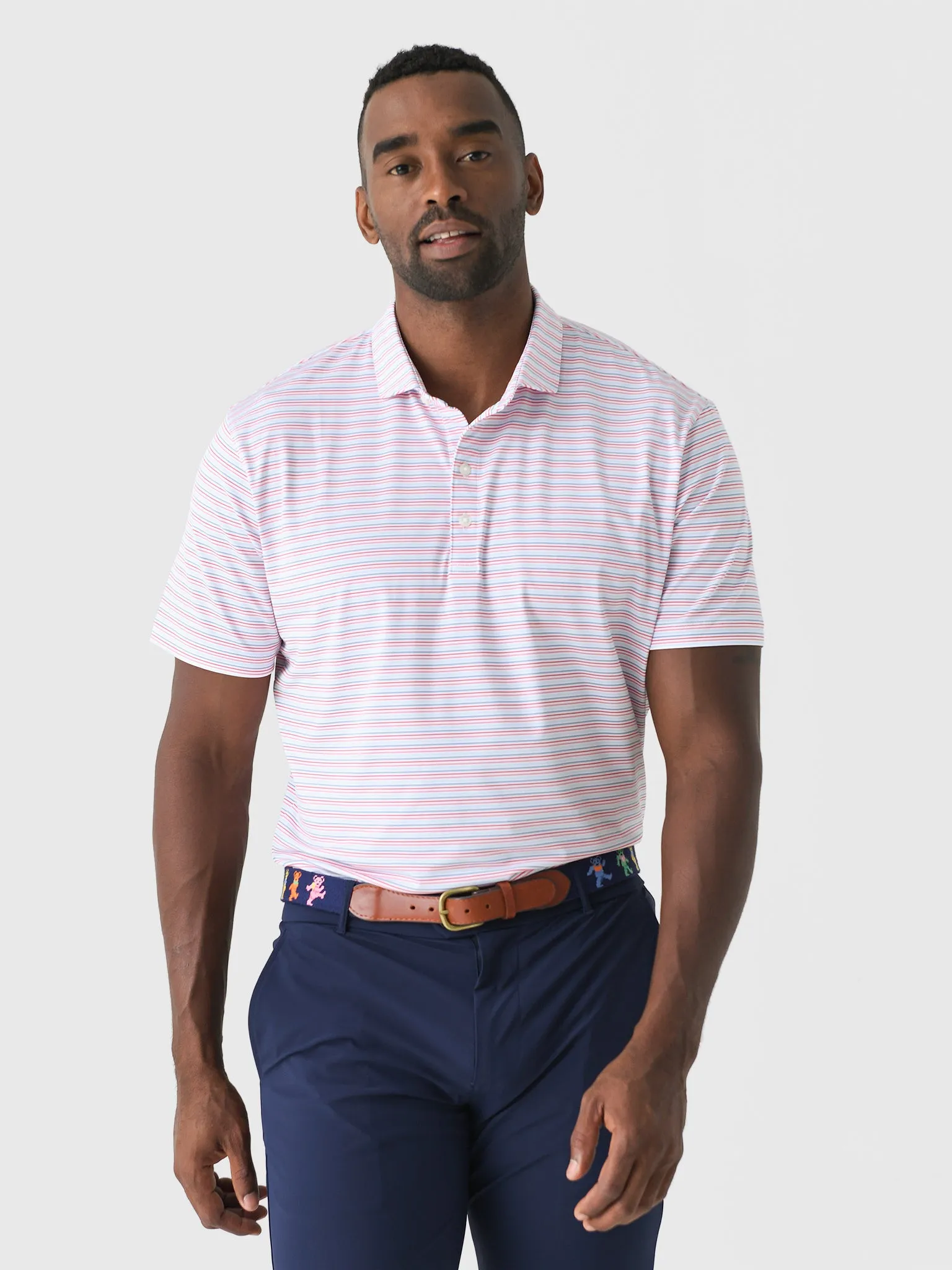 Johnnie-O Men's Kamdon Striped Jersey Performance Polo sold by Saint Bernard